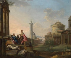 18th century oil capriccio of Rome