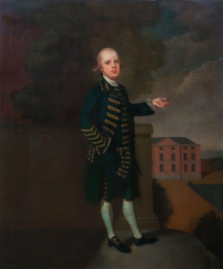 Portrait Of A Gentleman & His Estate, Attributed to Arthur Devis, 18th Century  - English School Painting by Arthur Devis