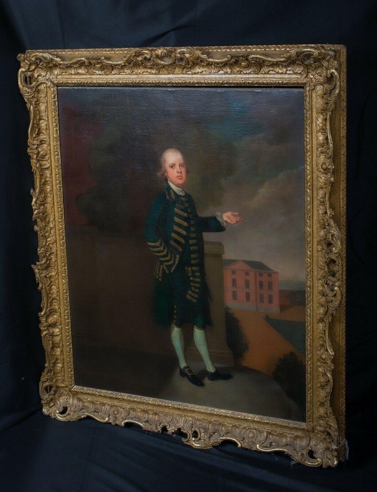 Portrait Of A Gentleman & His Estate, Attributed to Arthur Devis, 18th Century  - Black Portrait Painting by Arthur Devis