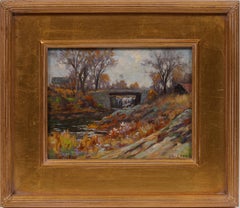 Antique American Impressionist Fall in Maine Nicely Framed Landscape Painting