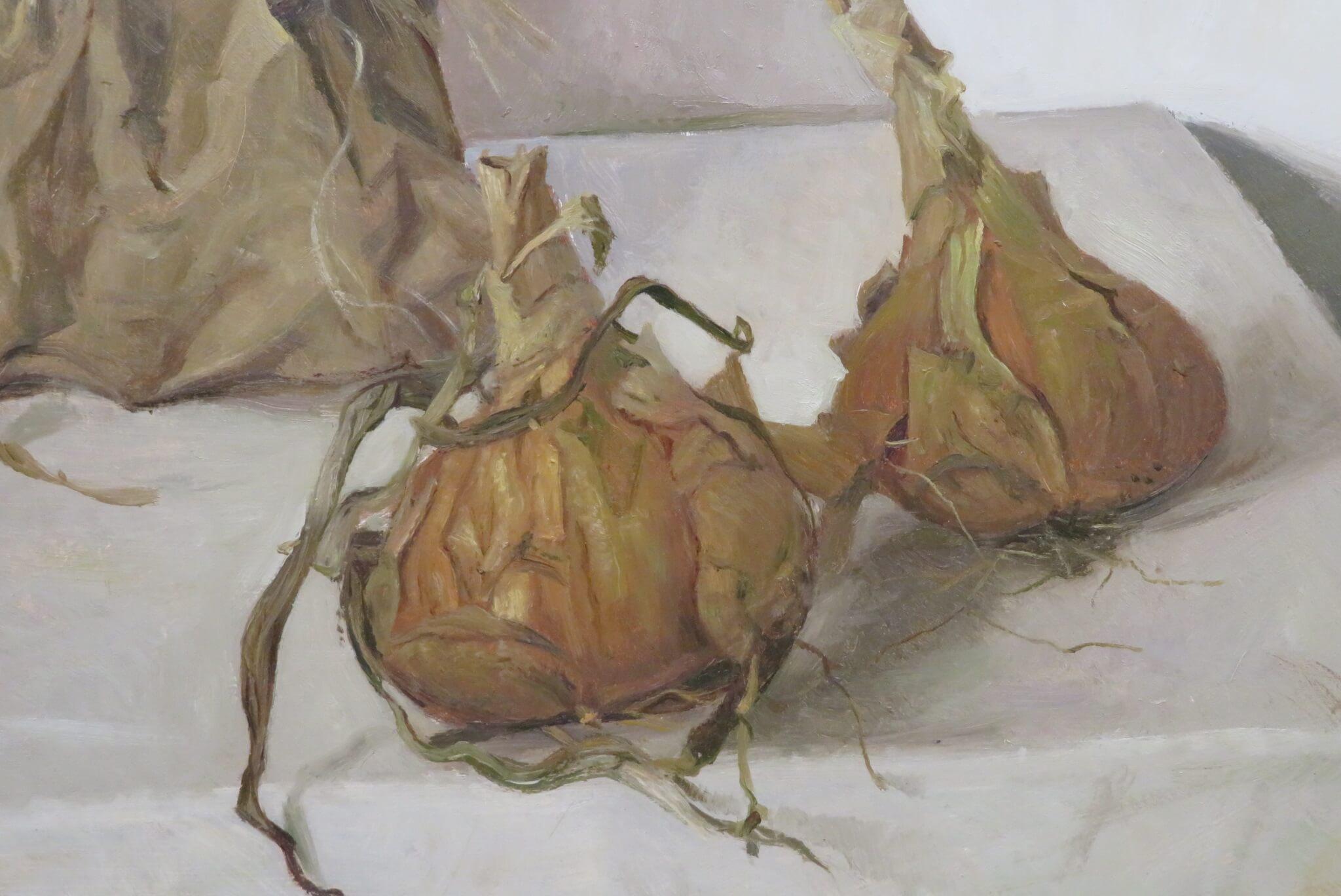 ORIGINAL Still Life Oil Painting of ONIONS by English painter ARTHUR EASTON ROI in vendita 1