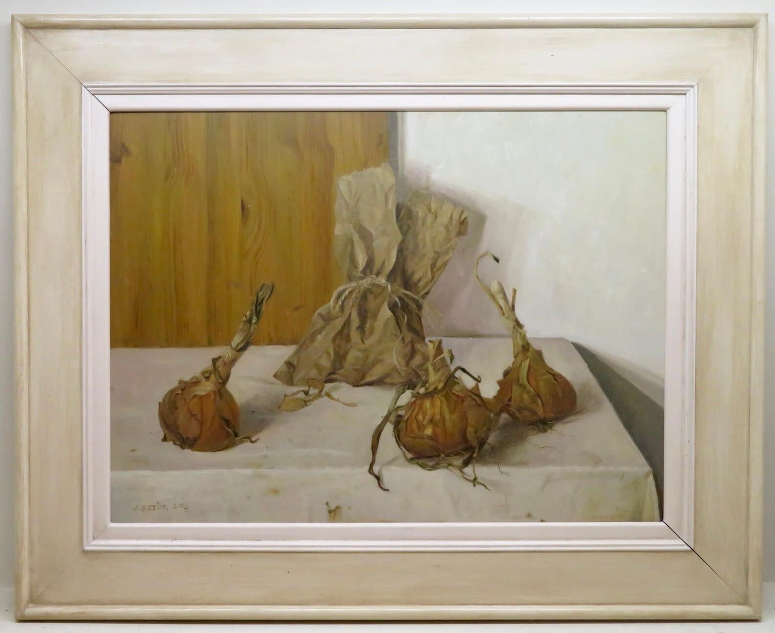 Still-Life Painting di Arthur Easton ROI - ORIGINAL Still Life Oil Painting of ONIONS by English painter ARTHUR EASTON ROI