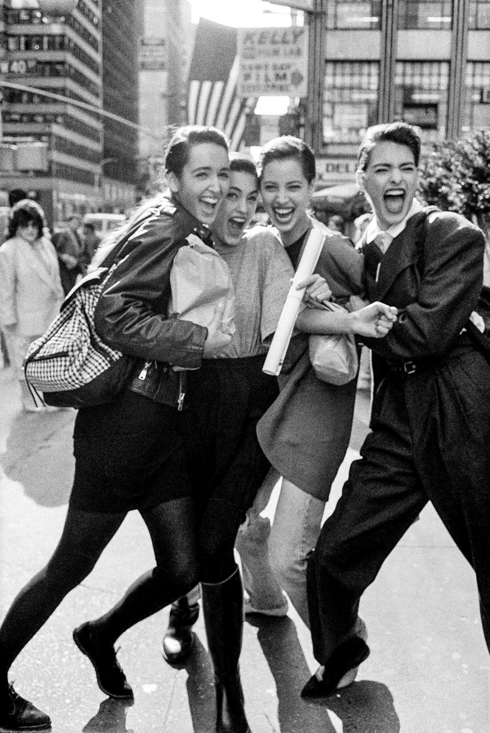 Gail Elliott, Yasmin Le Bon, Christy Turlington and Linda Evangelista, NY 1987
