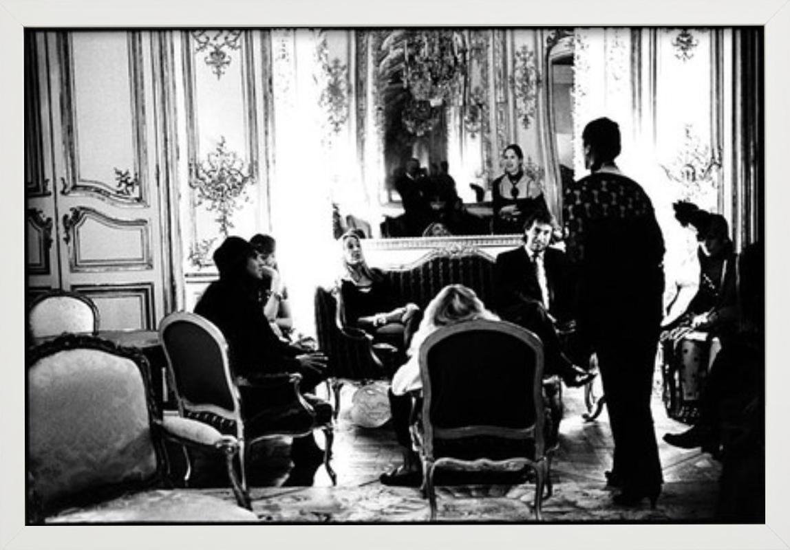 Karl Lagerfeld`s Salon - baroque interior with people, fine art photography 1991 - Photograph by Arthur Elgort