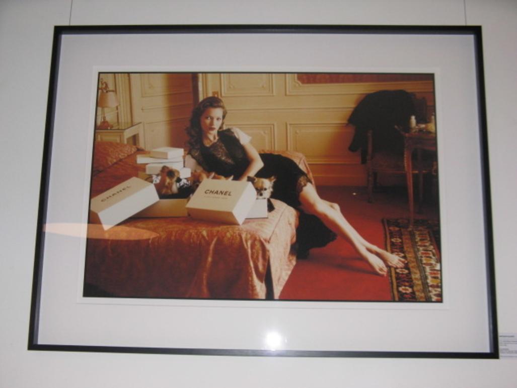 Kate Moss at Hotel Raphael Room 609, Paris - the supermodel is dressed in Chanel - Photograph by Arthur Elgort