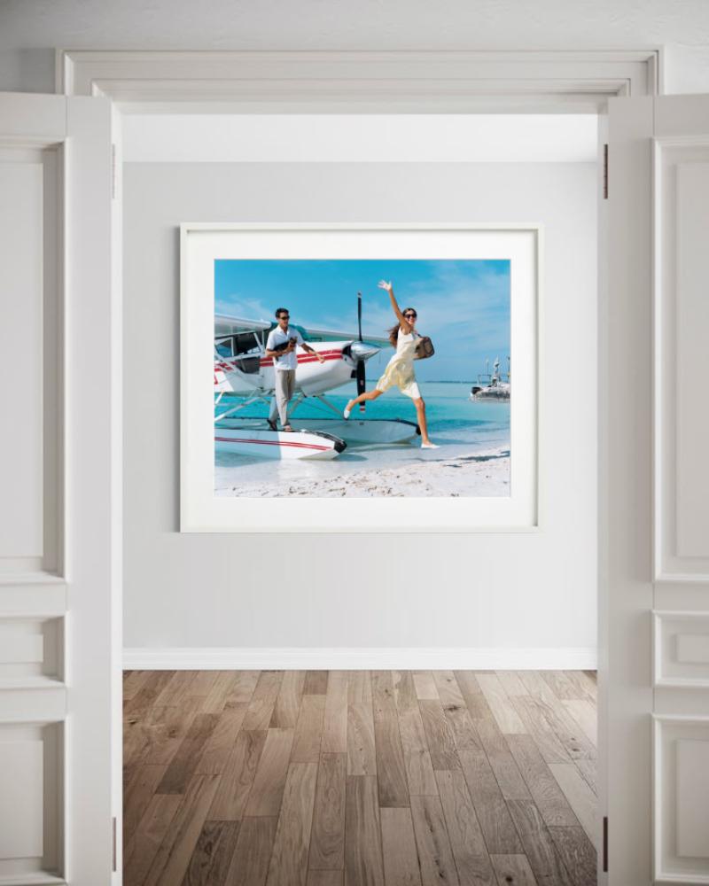 The Arrival - Gisele Bündchen, Vogue, Fine Art Photography, 1999 - Blue Figurative Photograph by Arthur Elgort