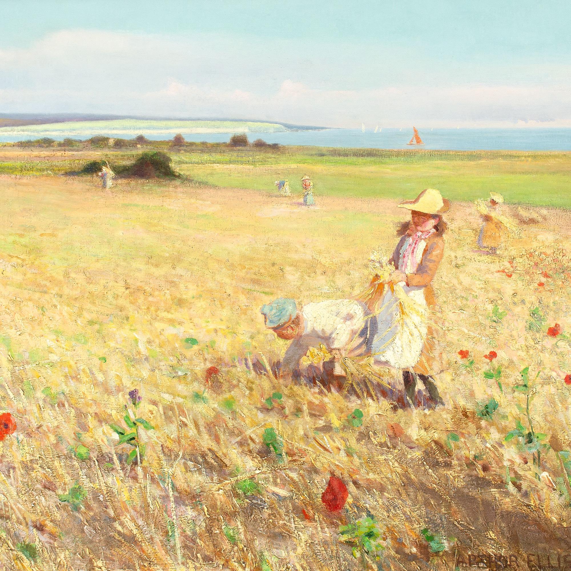 Arthur Ellis, Children In A Cornfield, peinture à l'huile en vente 5