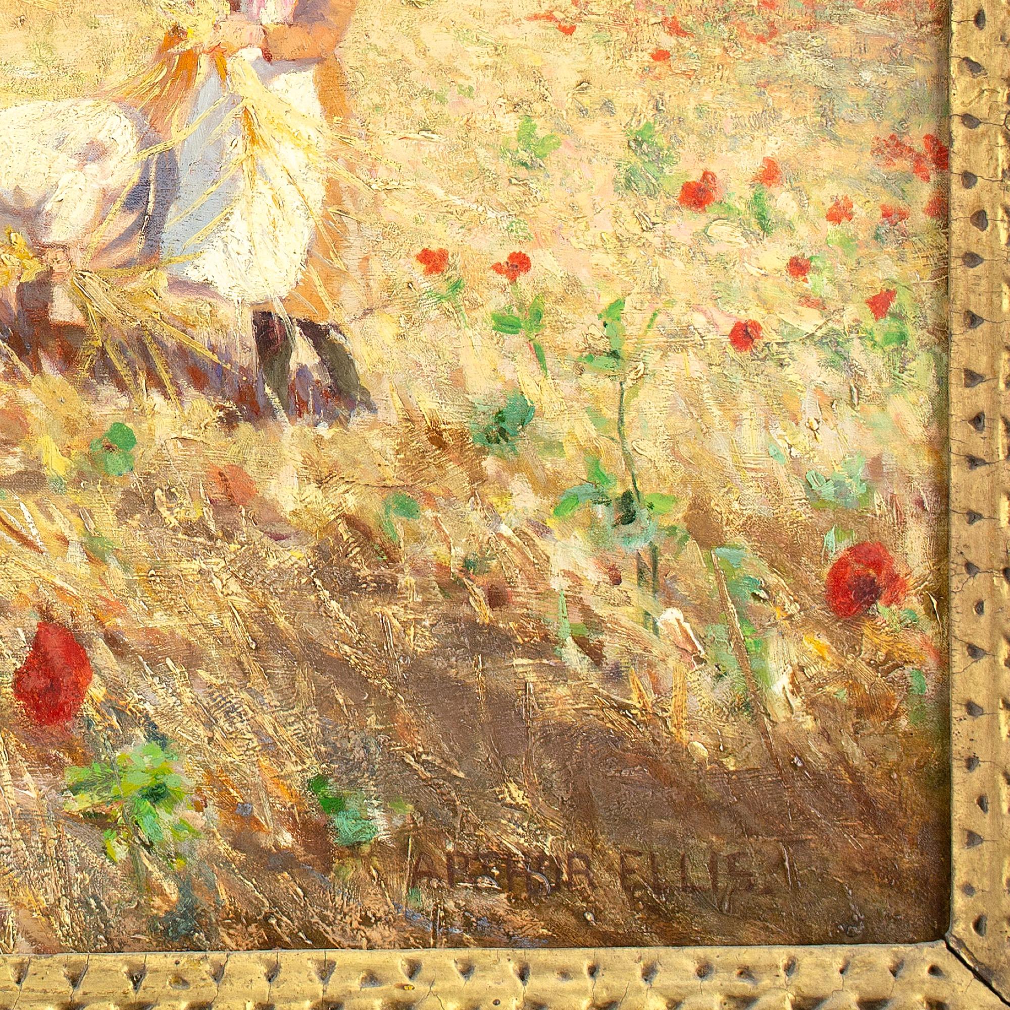 Arthur Ellis, Children In A Cornfield, Oil Painting 6