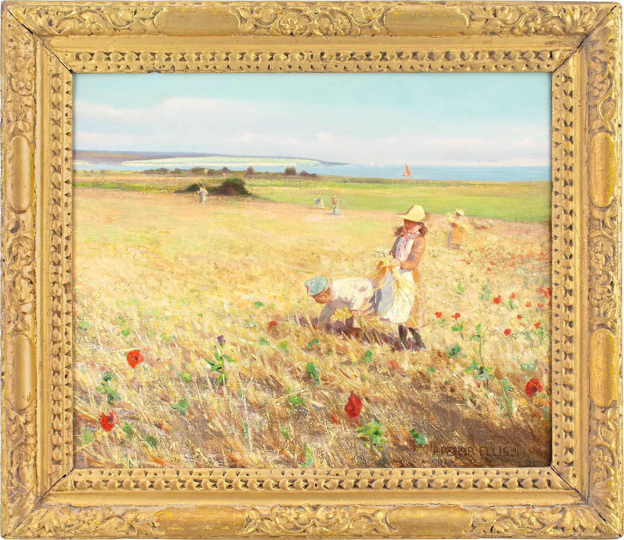 Arthur Ellis Arthur Ellis, Children In A Cornfield, Oil Painting For