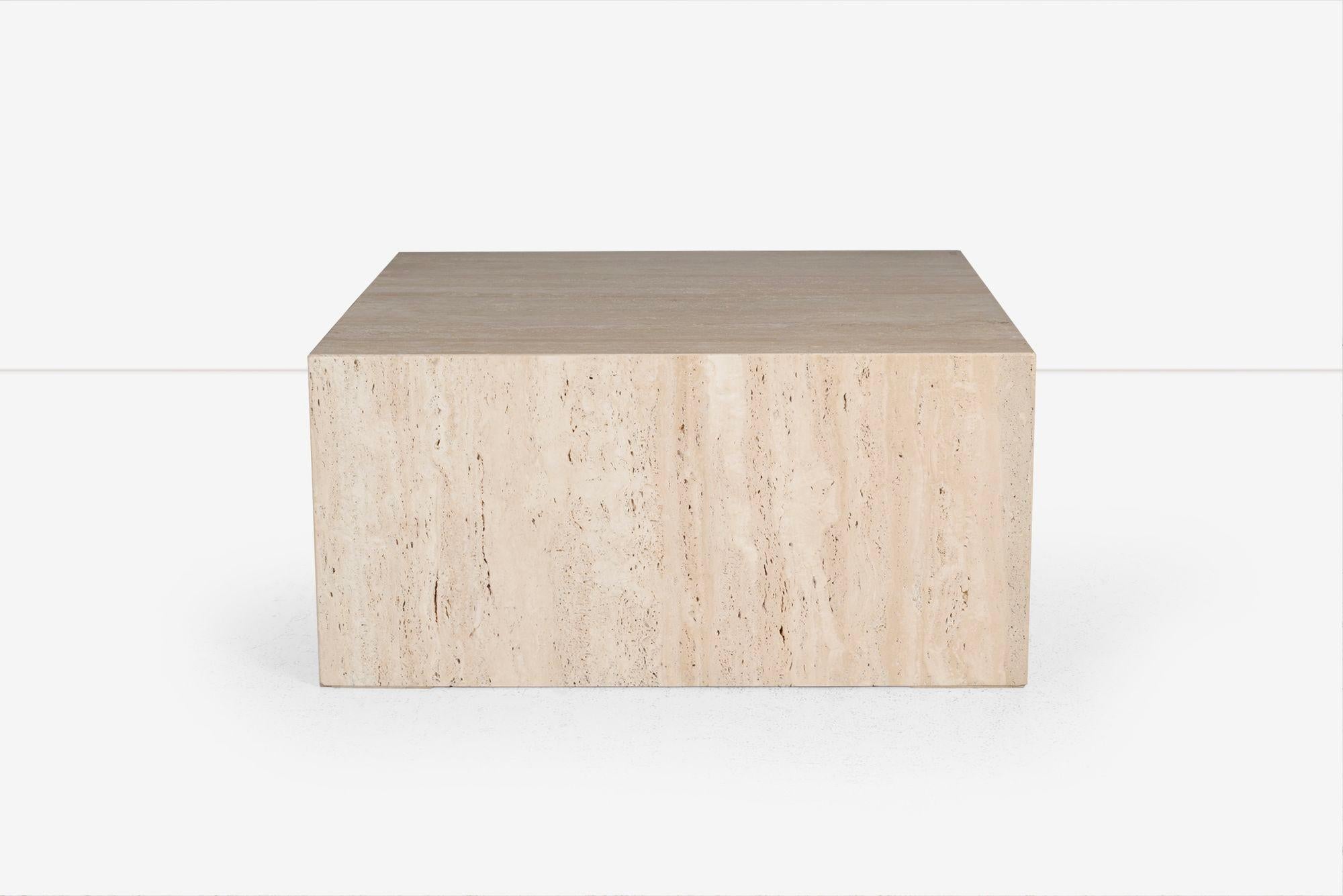 Arthur Elrod Travertinblock-Cocktailtisch (Poliert) im Angebot