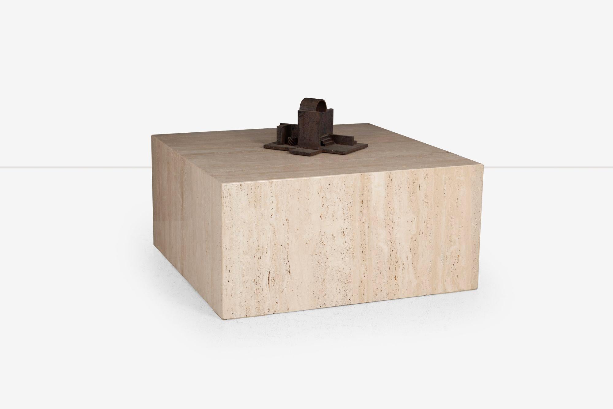Arthur Elrod Travertinblock-Cocktailtisch im Angebot 1