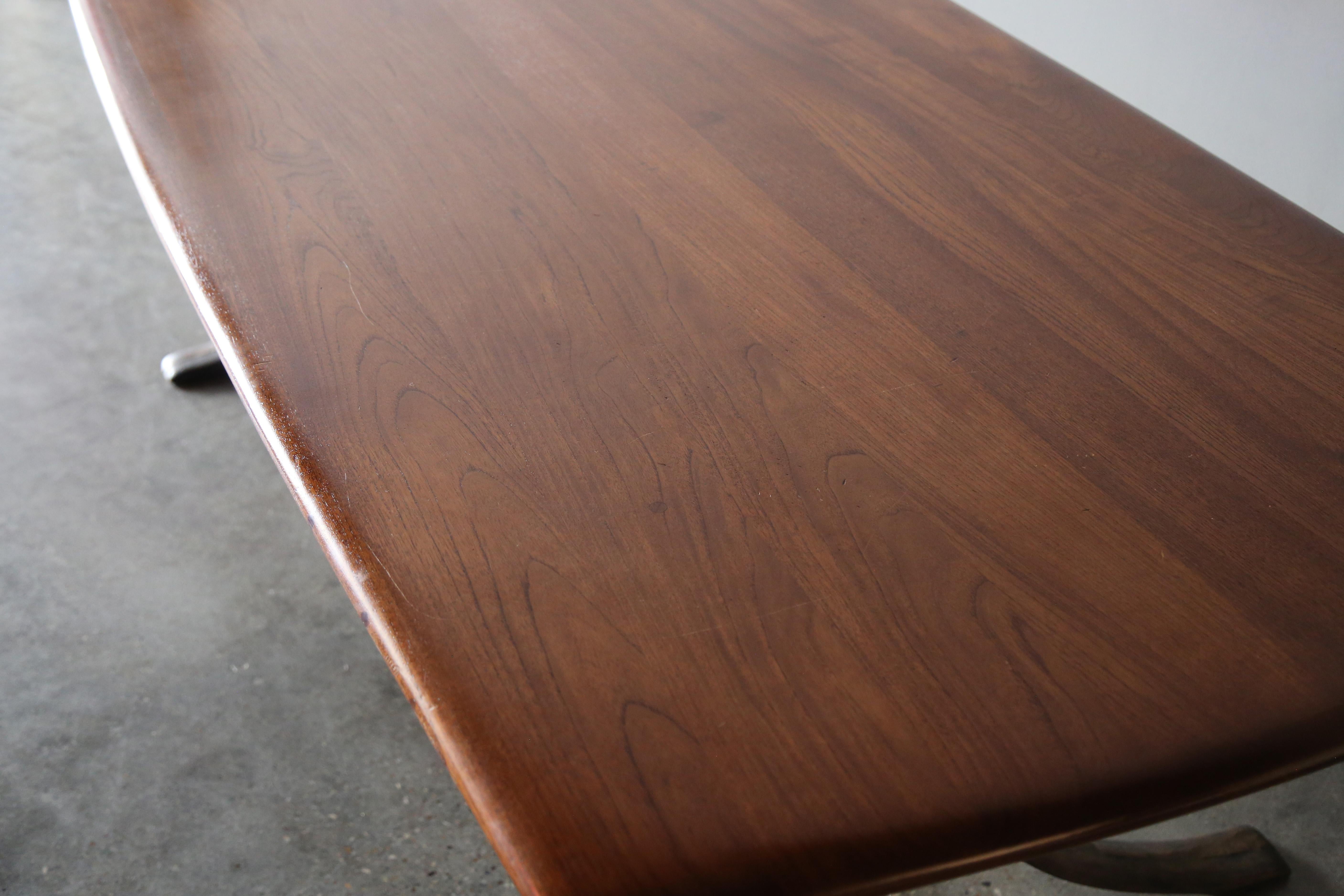 Mid-Century Modern Arthur Espenet Carpenter (1920-2006) Solid Walnut and Bronze Custom Dining Table