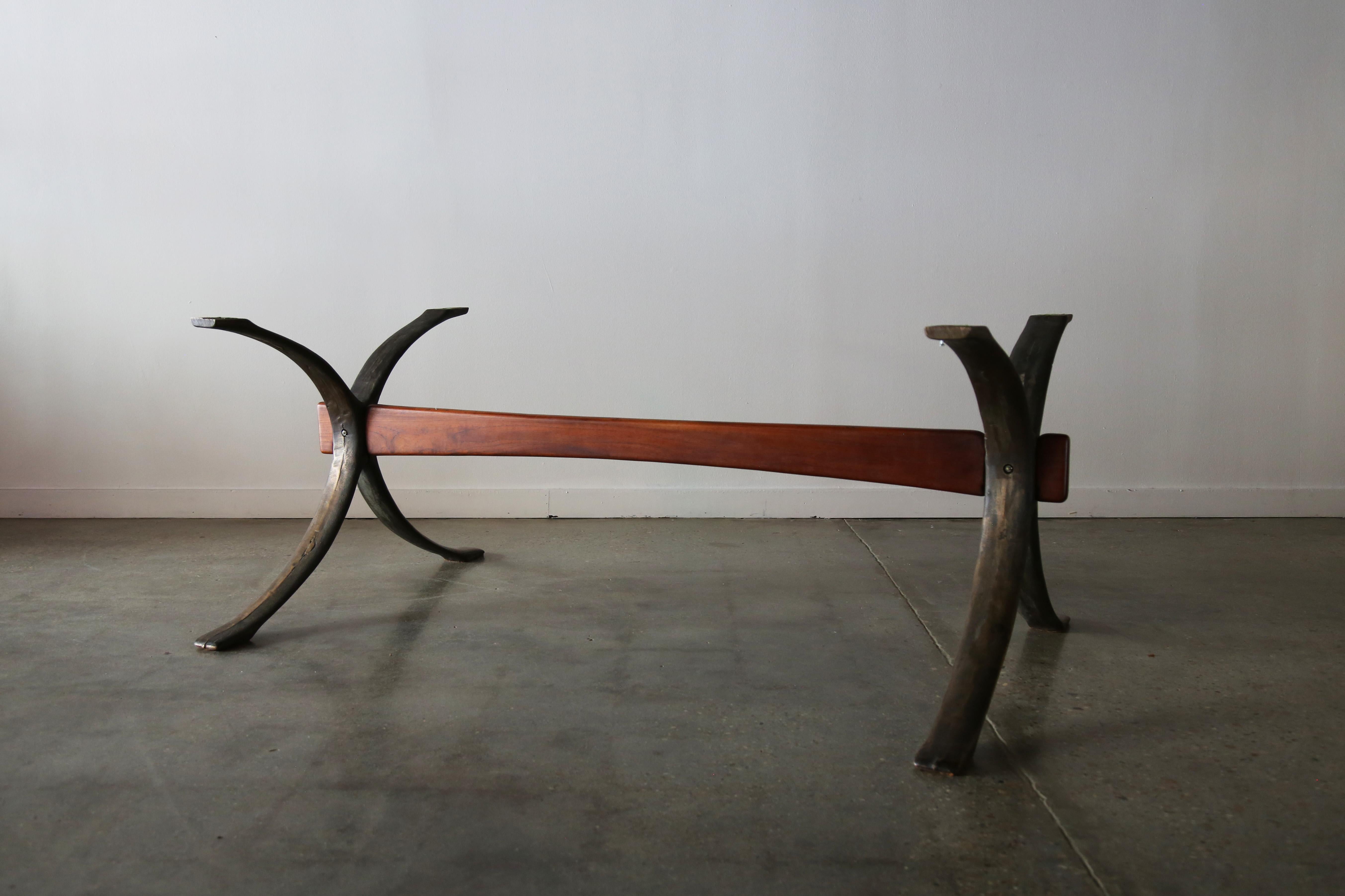 Late 20th Century Arthur Espenet Carpenter (1920-2006) Solid Walnut and Bronze Custom Dining Table