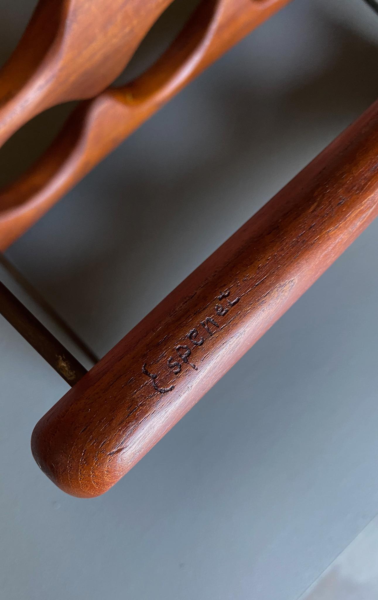 Arthur Espenet Carpenter Carved Walnut & Brass Wine Rack, circa 1967 2