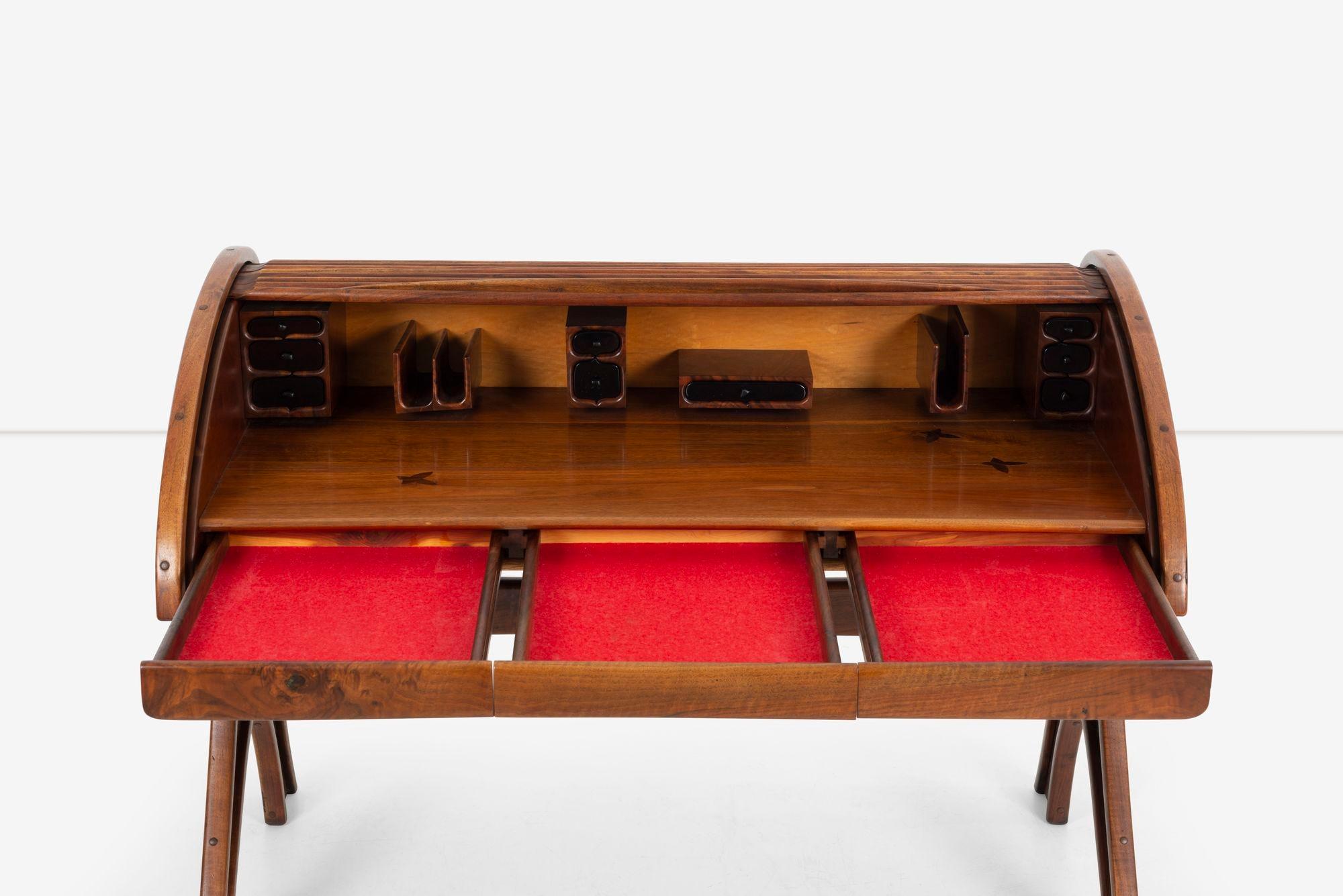 Late 20th Century Arthur Espenet Carpenter Roll-Top Desk 1979 For Sale