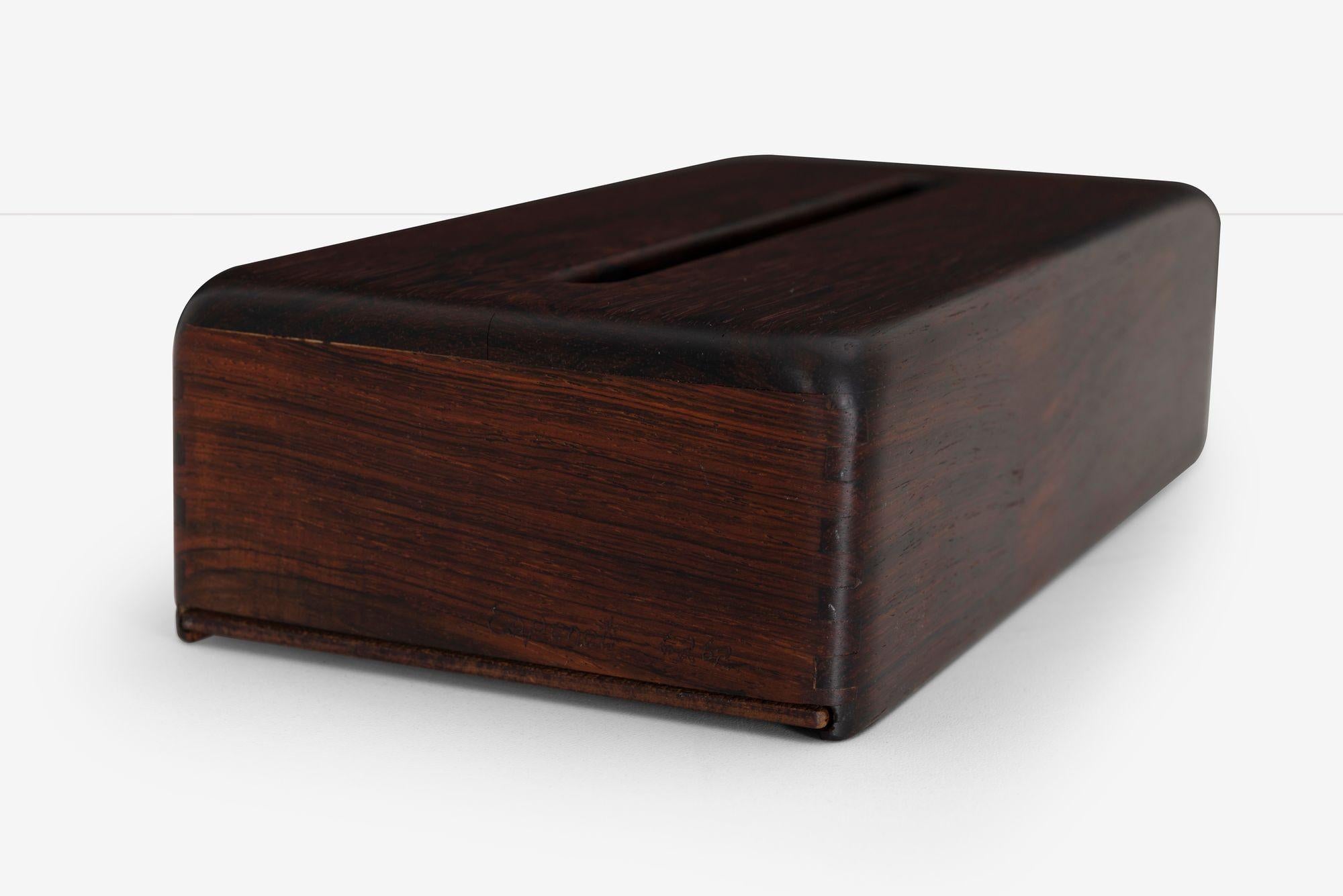 American Arthur Espenet Carpenter Rosewood Tissue Box 1965c. For Sale