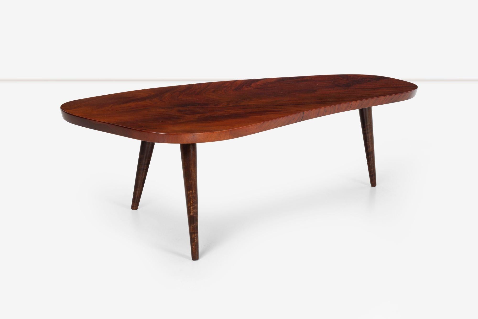 Mid-Century Modern Arthur Espenet Carpenter Teardrop Table in Solid Walnut For Sale