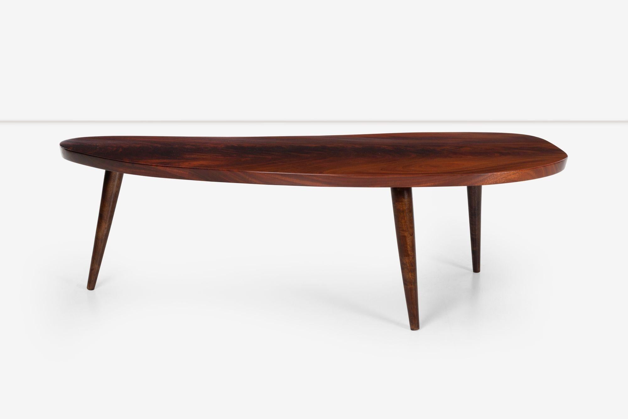 Arthur Espenet Carpenter Teardrop Table in Solid Walnut In Excellent Condition For Sale In Chicago, IL