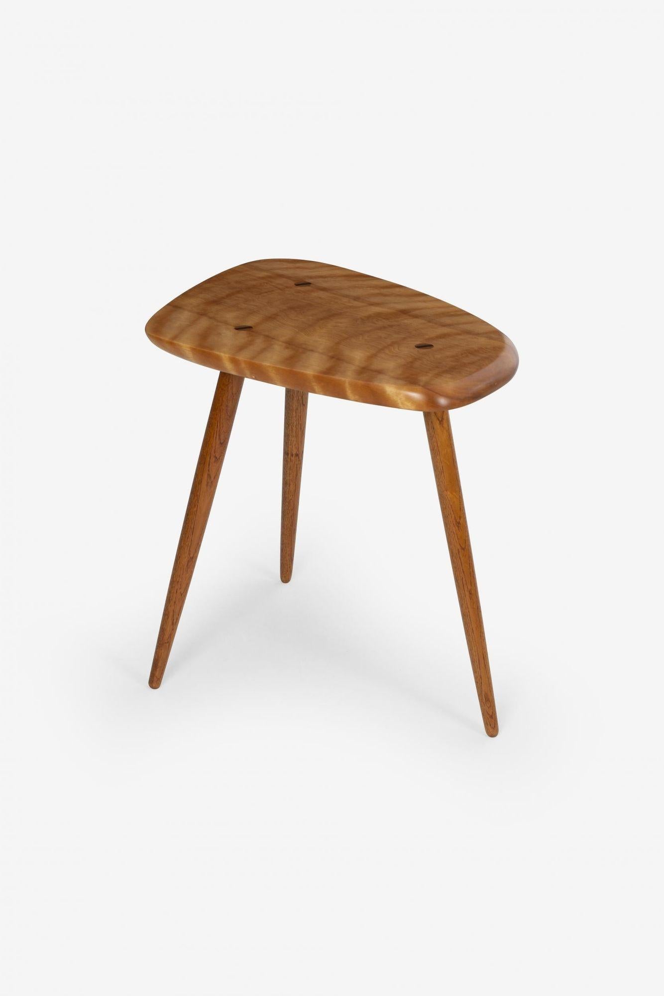 Hand-Crafted Arthur Espenet Carpenter Three-Legged Occasional Table For Sale