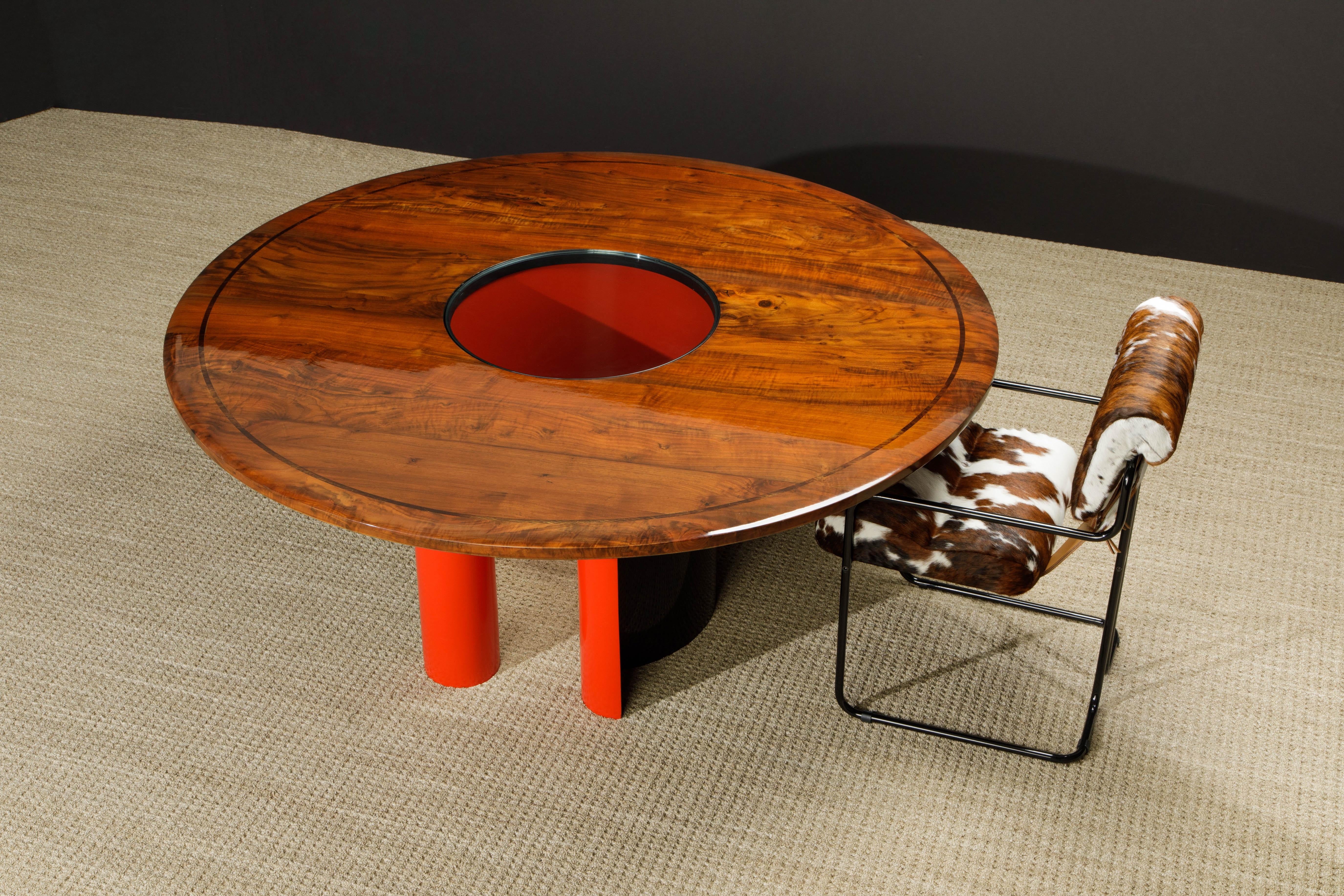 Arthur Espenet Carpenter Walnut & Enameled Steel Dining Table, 1987, Signed For Sale 8