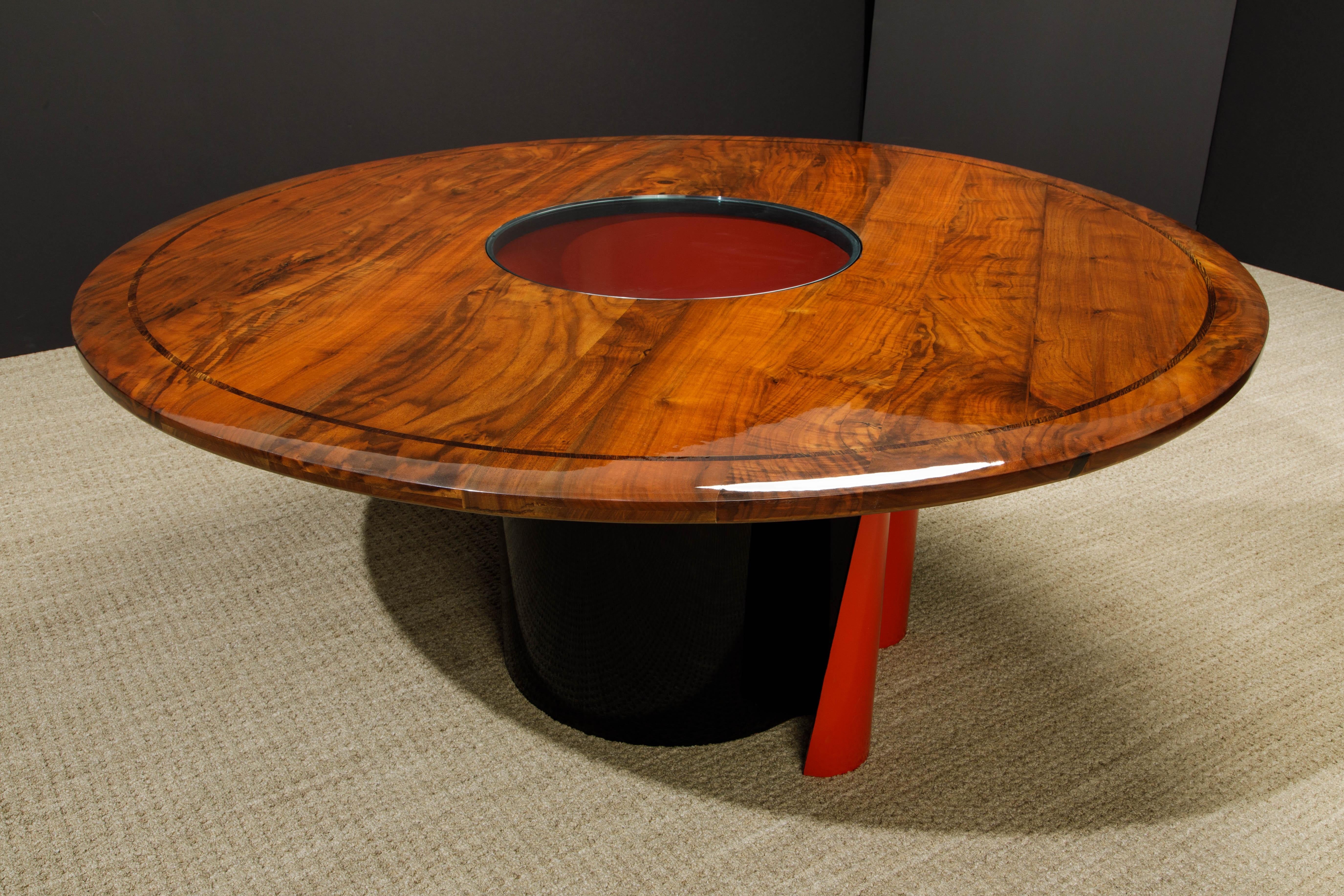 Arthur Espenet Carpenter Walnut & Enameled Steel Dining Table, 1987, Signed For Sale 10