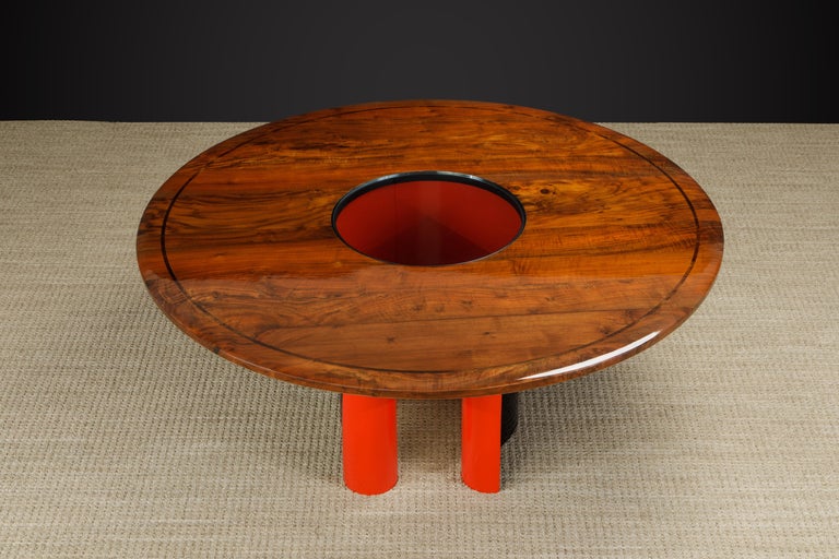 Arthur Espenet Carpenter Walnut & Enameled Steel Dining Table, 1987, Signed For Sale 3