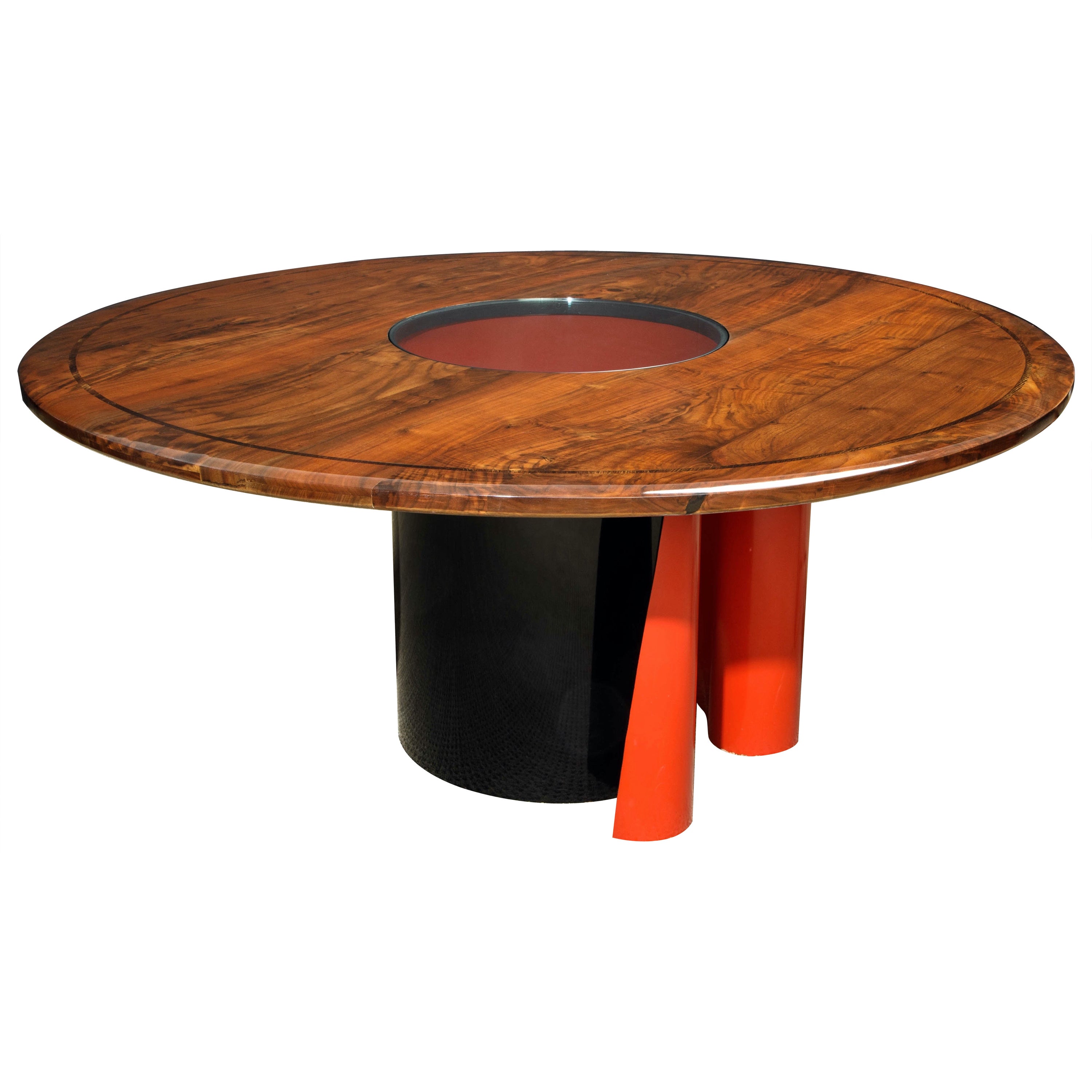 Arthur Espenet Carpenter Walnut & Enameled Steel Dining Table, 1987, Signed
