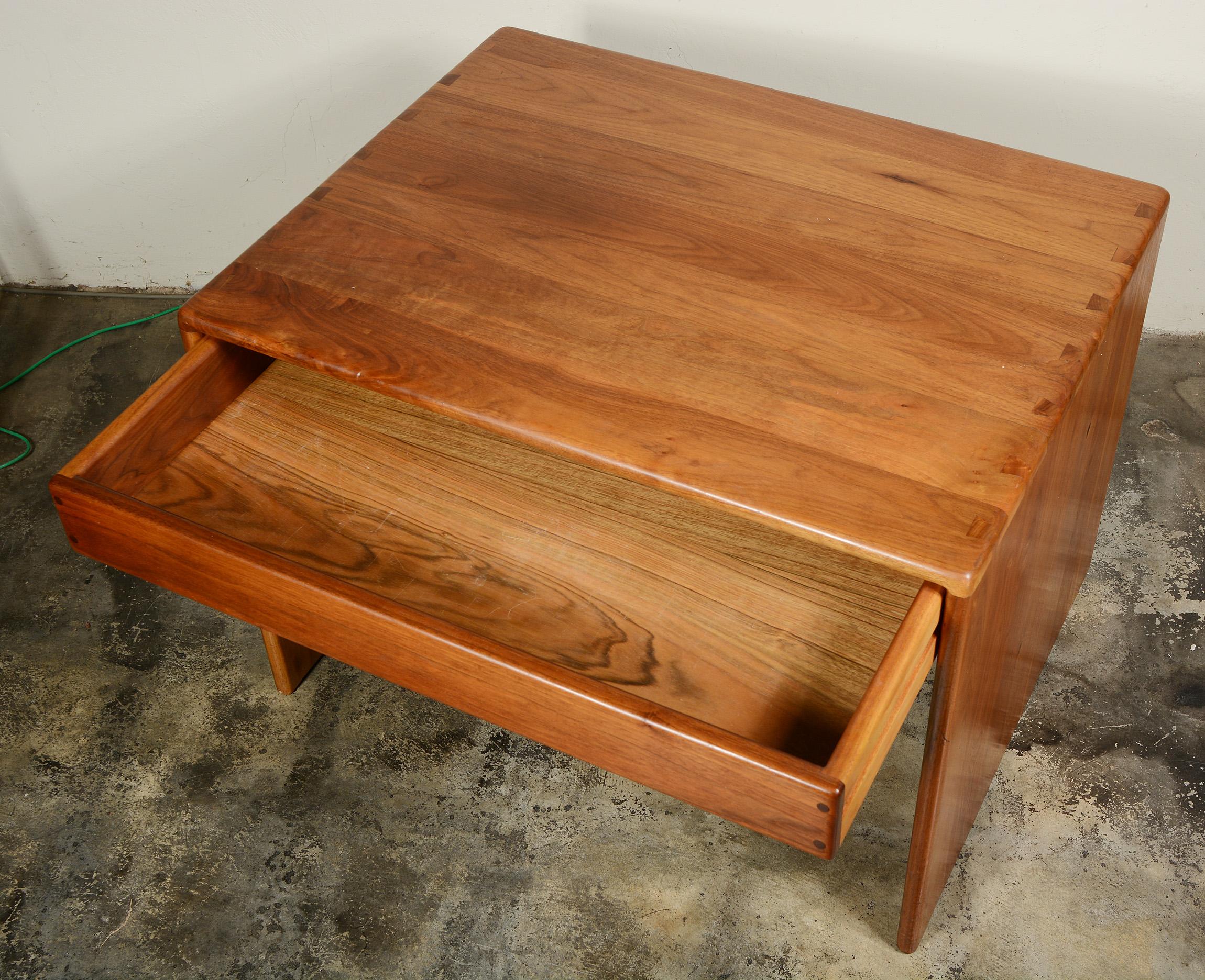 Arthur Espenet Carpenter Walnut Table with Drawer For Sale 1