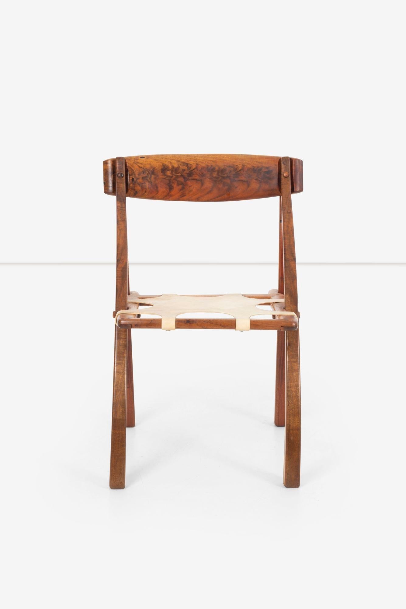 Arthur Espenet Carpenter Wishbone Chair, Walnut Frame with vellum sling seat.
Carved signature and number to the underside of the chair ‘Espenet 8010 3 Re 85 Ellis’.
Seat height17.5
