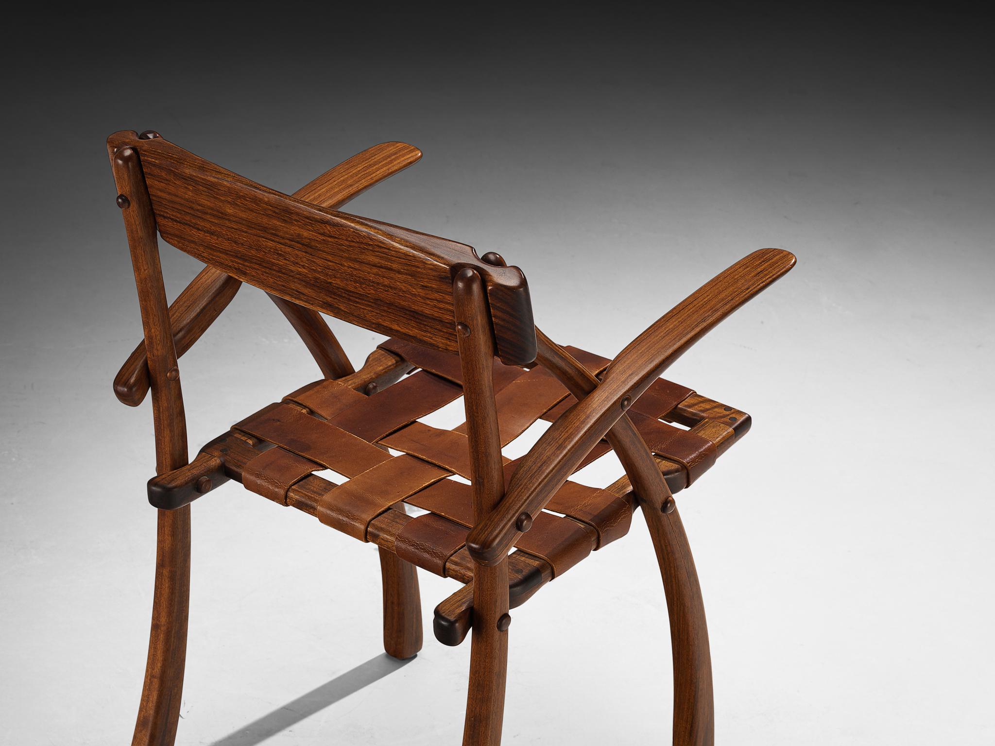 Arthur Espenet  Poltrone 'Wishbone' in legno di Hyedua e pelle in vendita 4