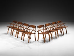 Arthur Espenet  'Wishbone' Armchairs in Hyedua Wood and Leather