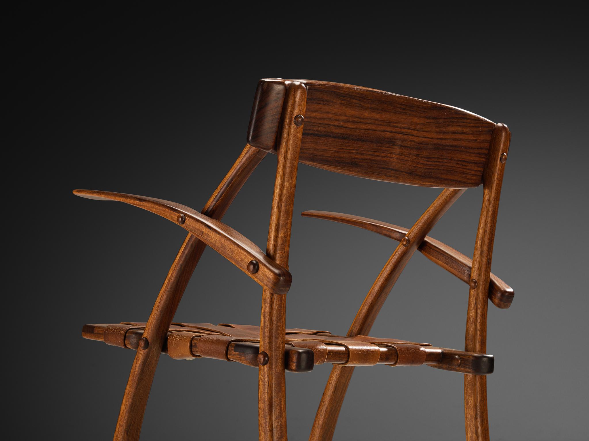 Arthur Espenet  Poltrone 'Wishbone' in legno di Hyedua e pelle in vendita 1