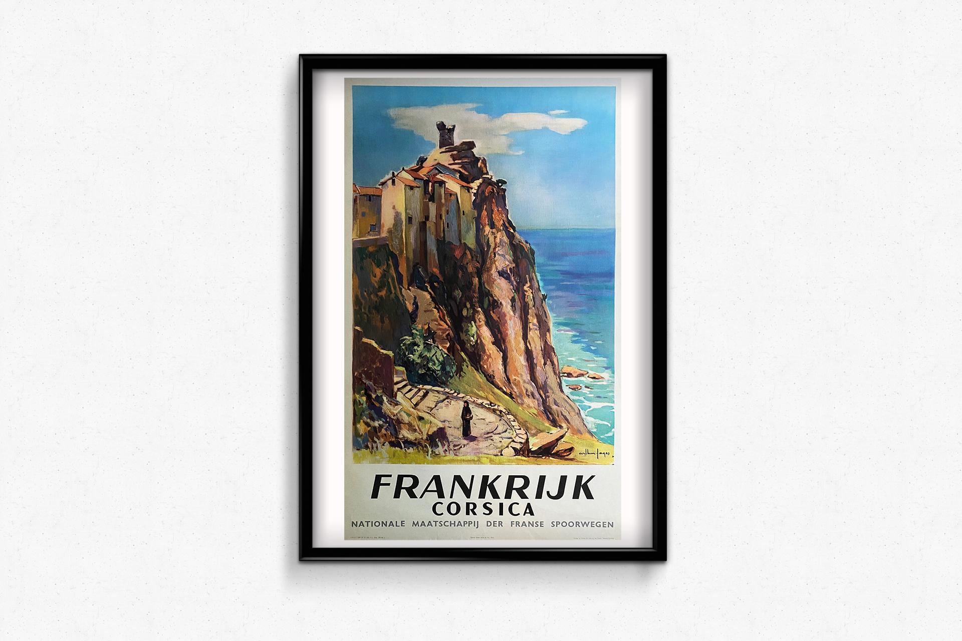 Affiche originale de 1955 SNCF Frankrijk Corsica - Chemin de fer - Corse - France en vente 1