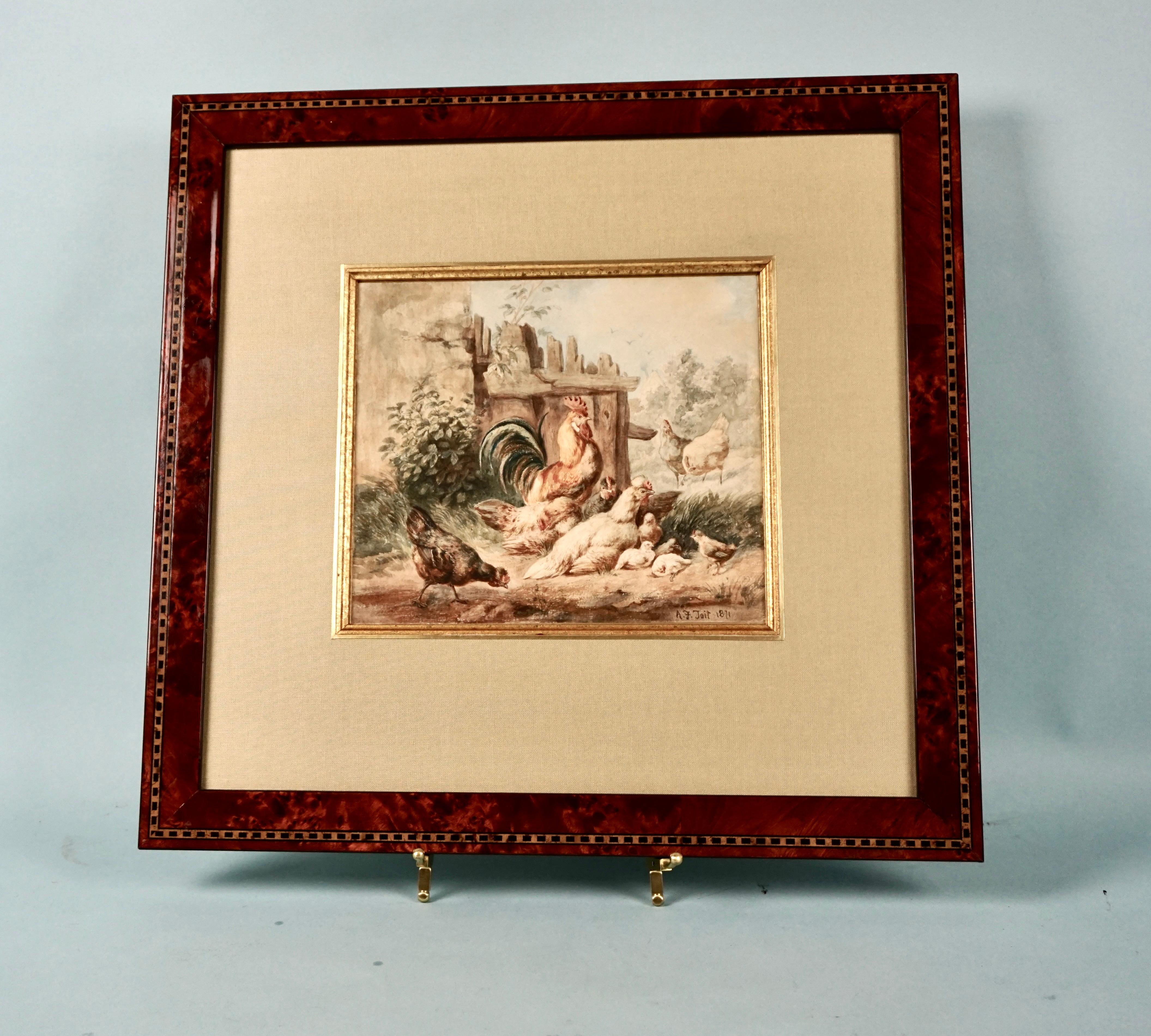 Arthur Fitzwilliam Tait 'Inglés, 1819-1905' Acuarela de escena de corral en venta 2