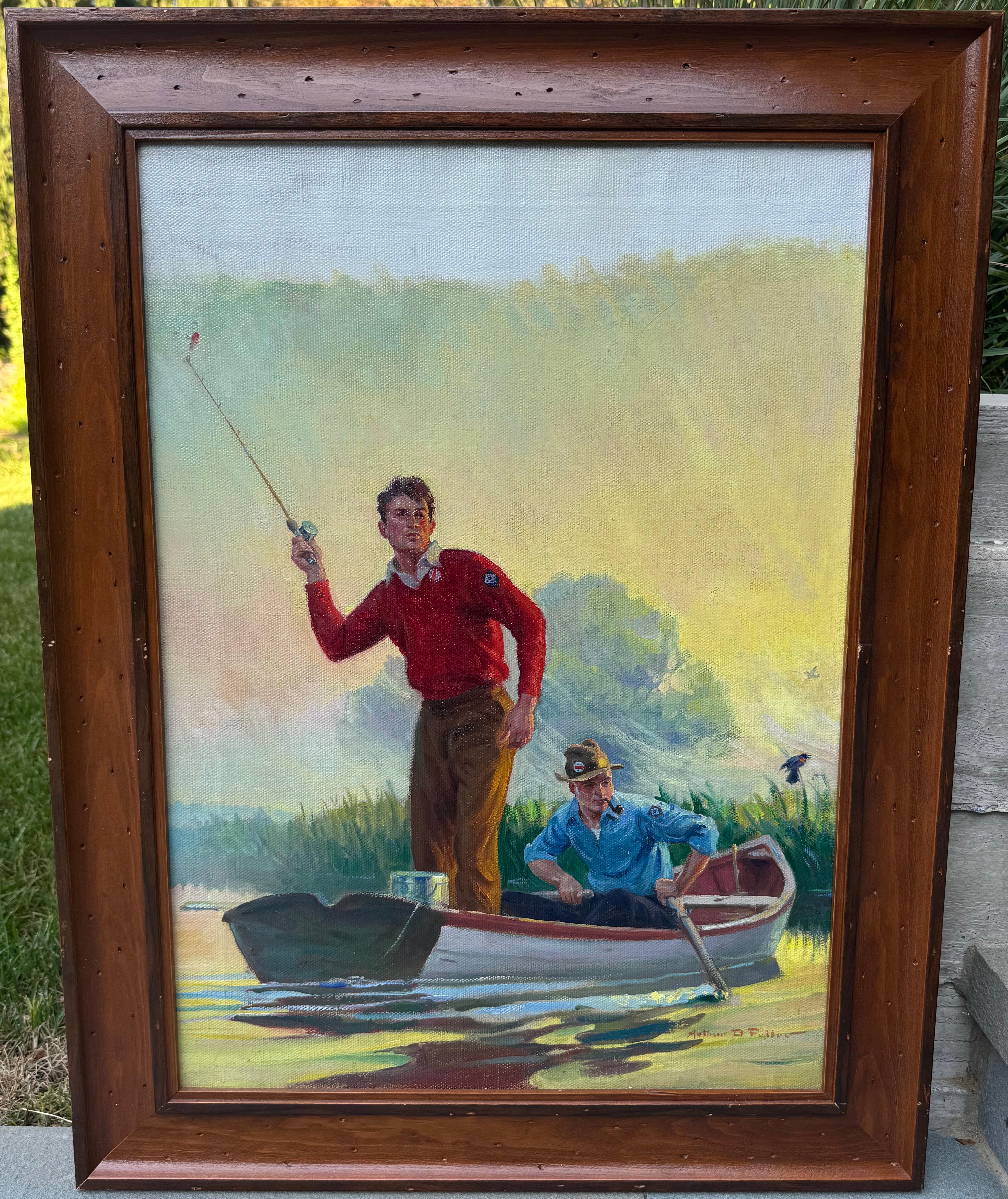 Portada de la revista Fishing, Field and Stream - Figurative Painting Marrón de Arthur Fuller