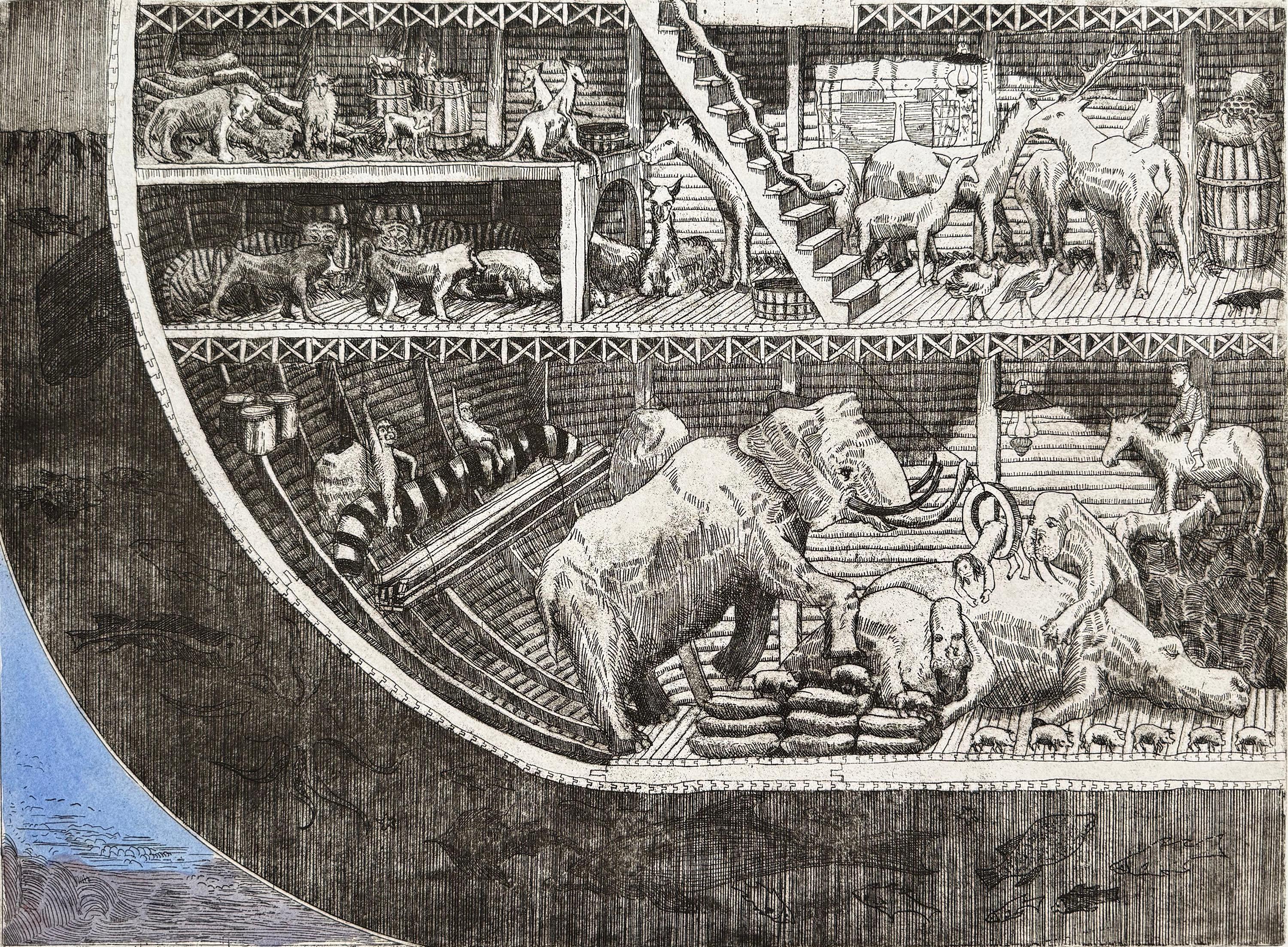 Interior del Arca III, cuatro aguafuertes de Arthur Geisert en venta 4