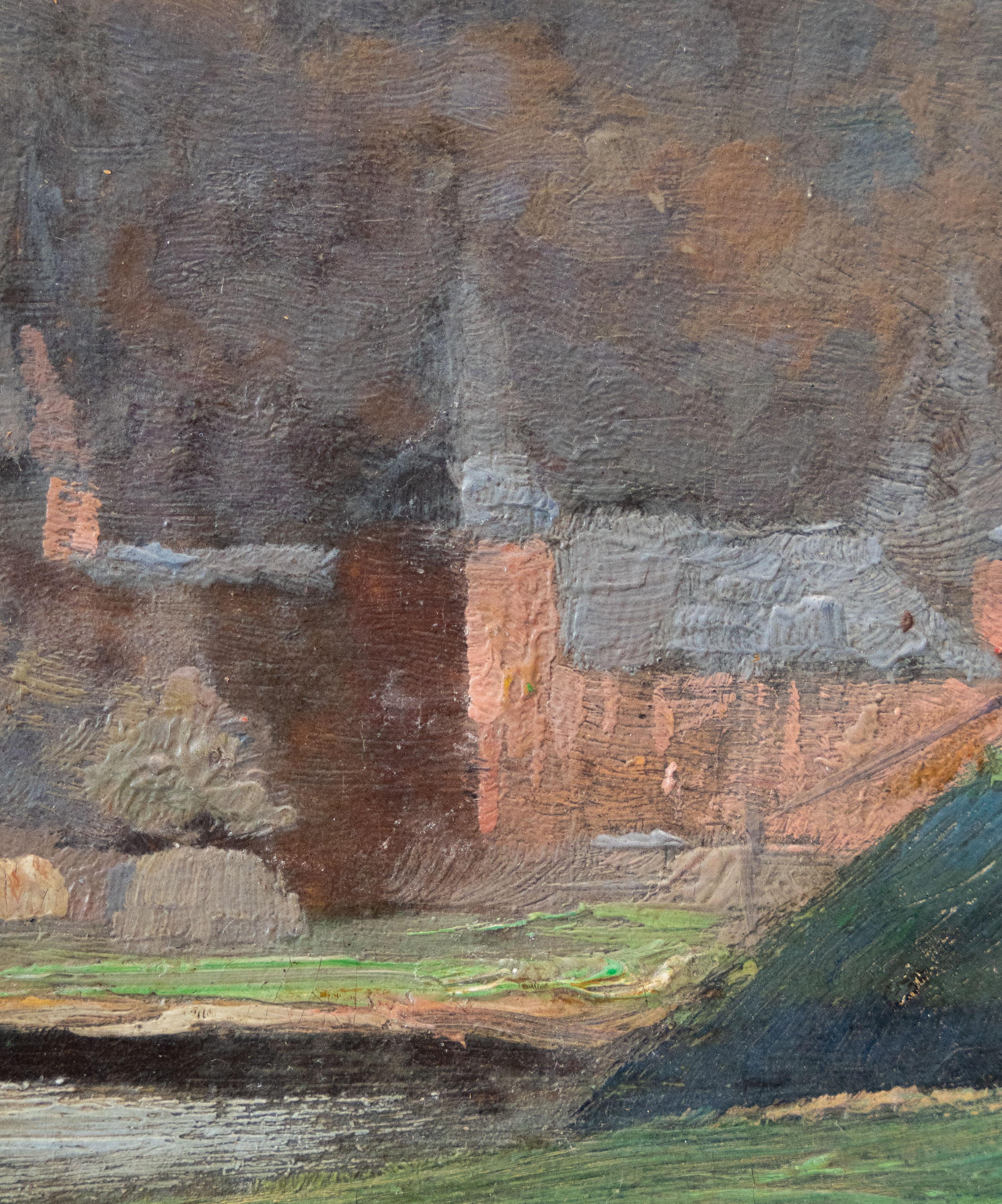 Paesaggio con chiesa a destra, Arthur Geissler (tedesco, 1887-1963), firmato in vendita 3