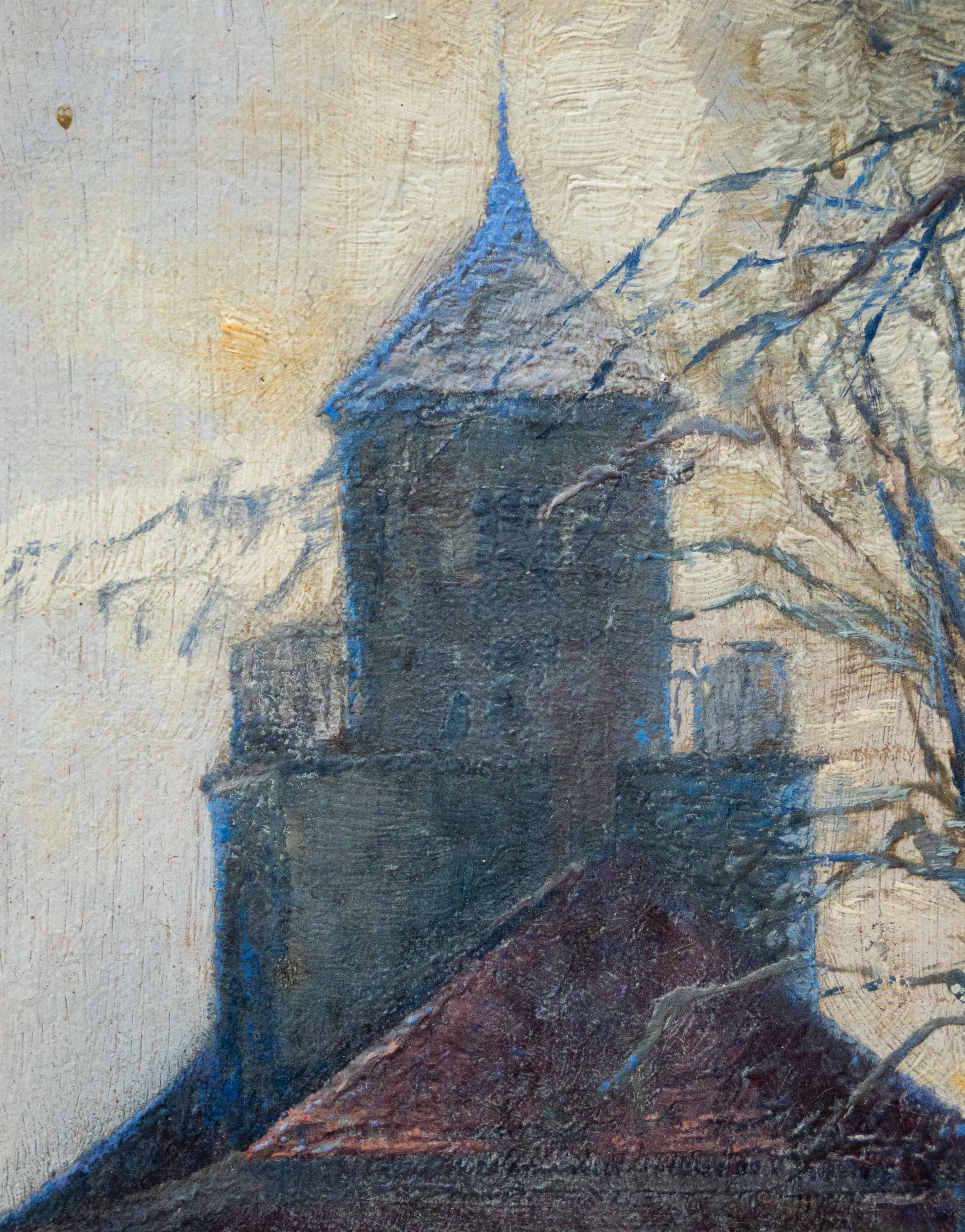 Paesaggio con chiesa a destra, Arthur Geissler (tedesco, 1887-1963), firmato in vendita 4