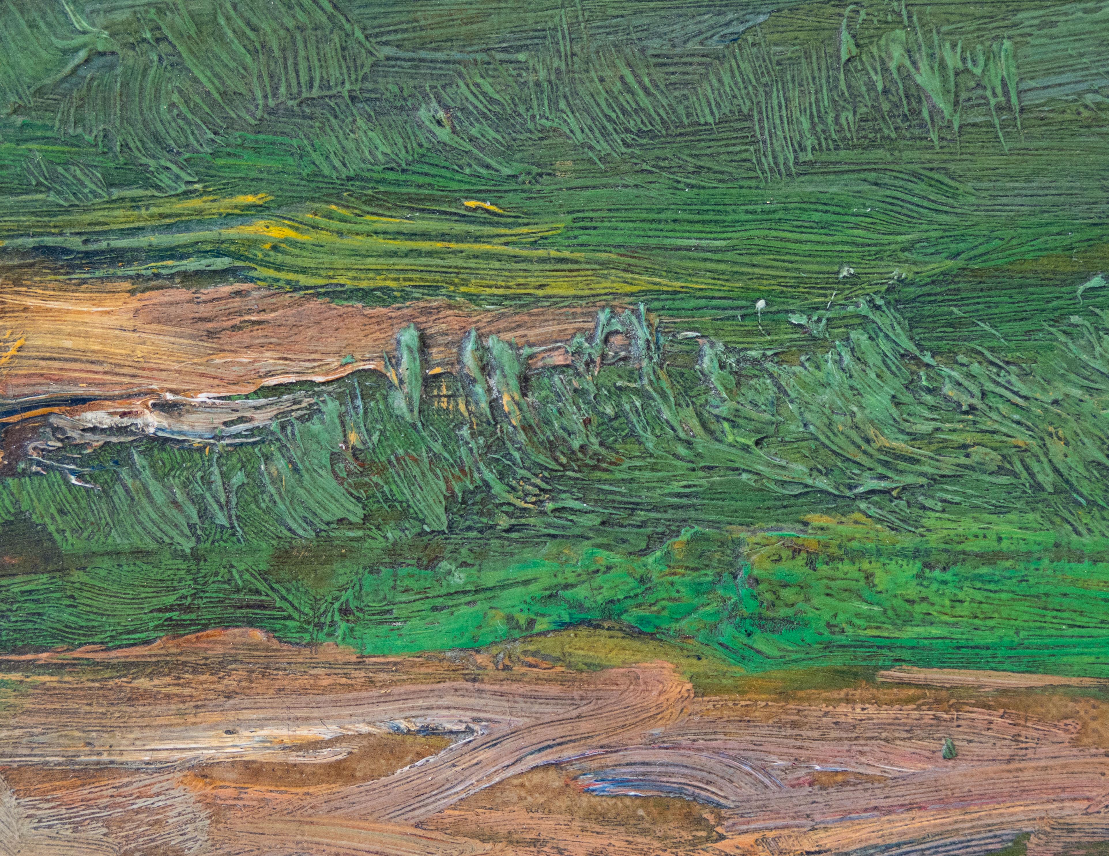 Paesaggio con chiesa a destra, Arthur Geissler (tedesco, 1887-1963), firmato in vendita 5