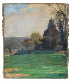 Paysage avec Church
s à droite, Arthur Geissler (allemand, 1887-1963), signé