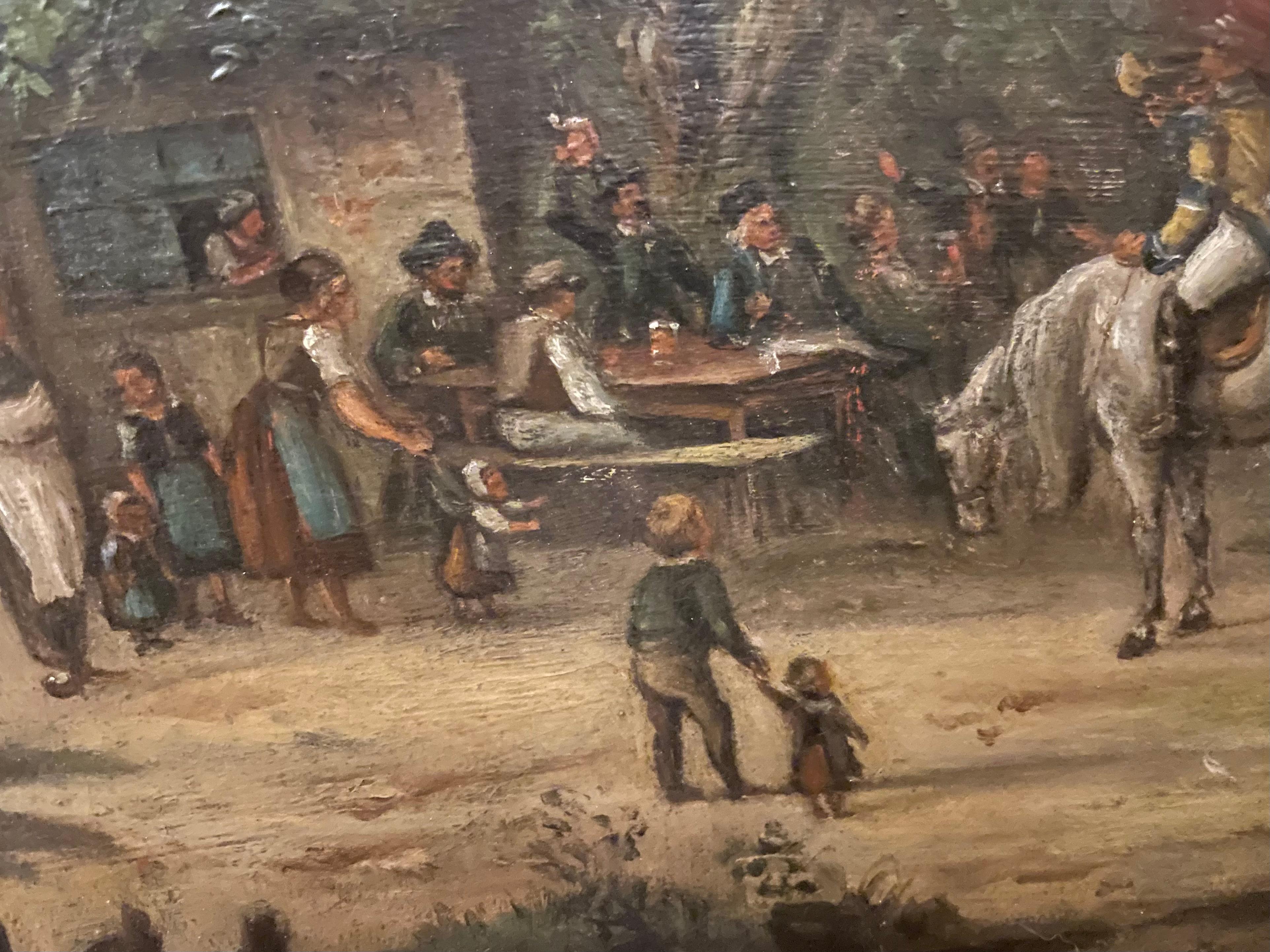 Scène de village - Victorien Painting par Arthur Georg Ramberg