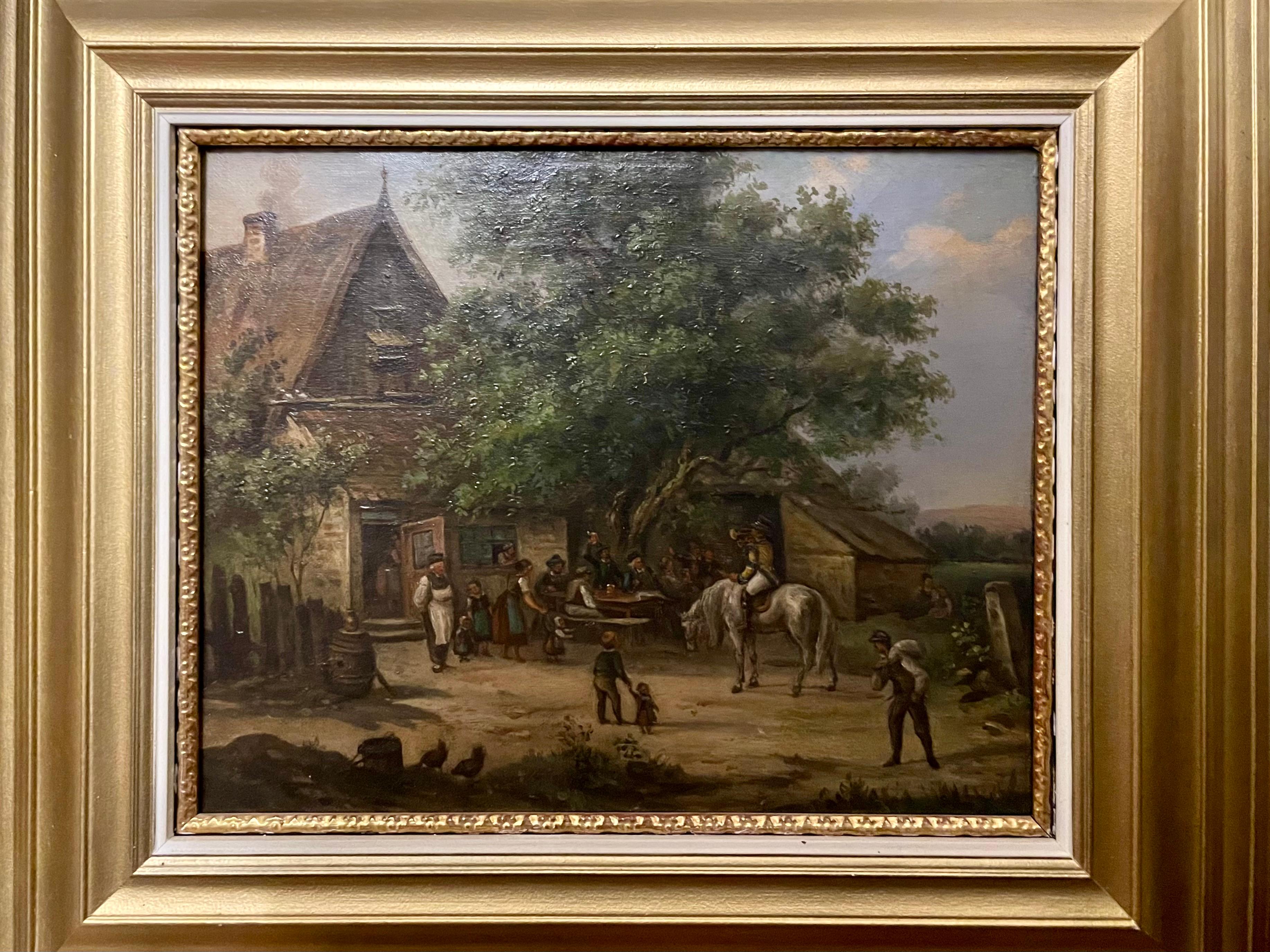 Landscape Painting Arthur Georg Ramberg - Scène de village