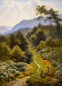 19th Century landscape oil painting of a country track