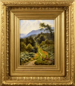 19th Century landscape oil painting of a country track 