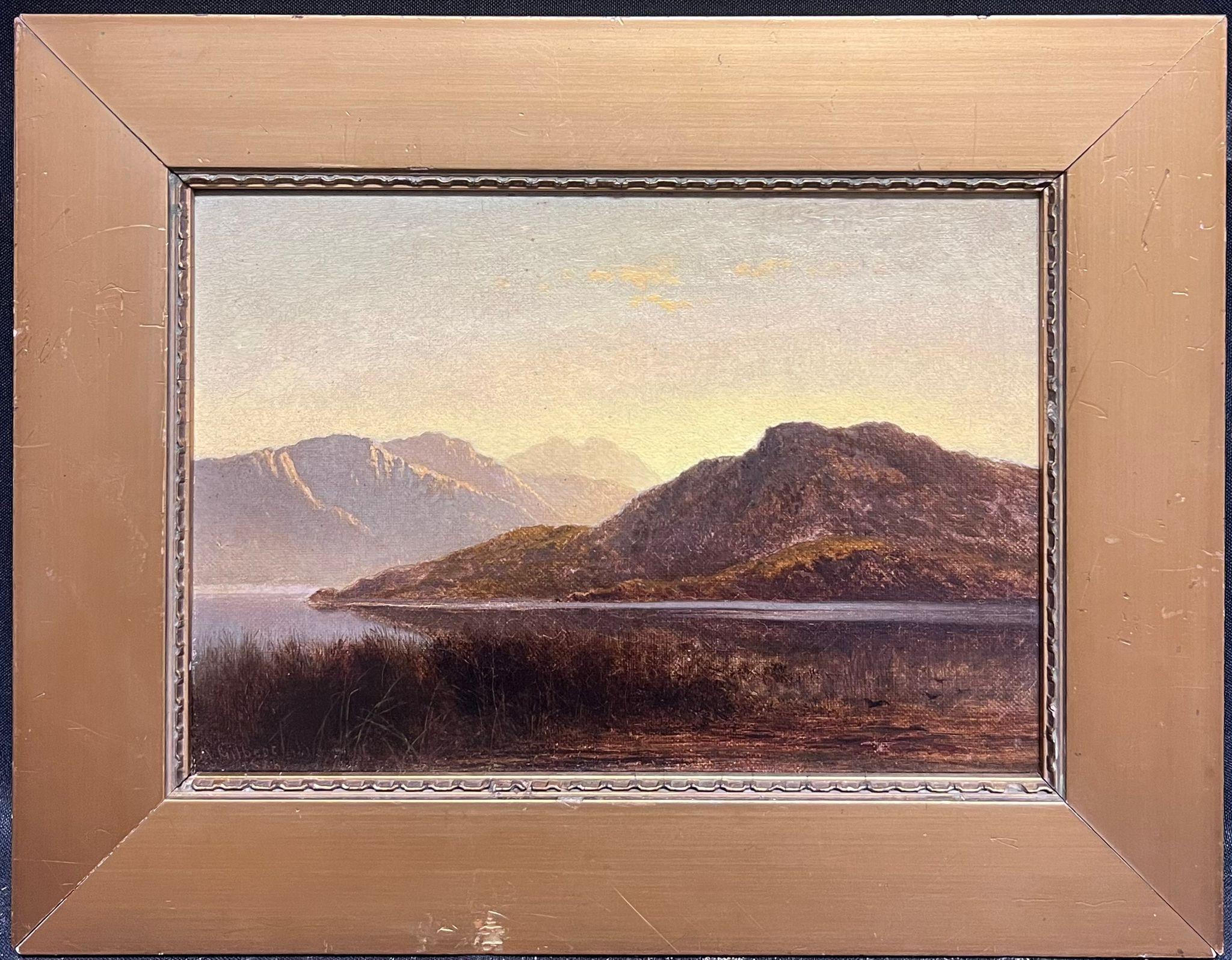 Fine 19th Century Scottish Signed Oil Sunset Sligachan Isle of Skye Loch Waters - Painting by Arthur Gilbert