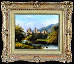 Haddon Hall - 19th Century English Country House Landscape Oil Painting