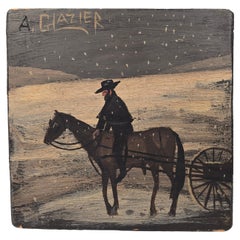 Arthur Glazier Folk Art Painting Horse Rider Pennsylvania