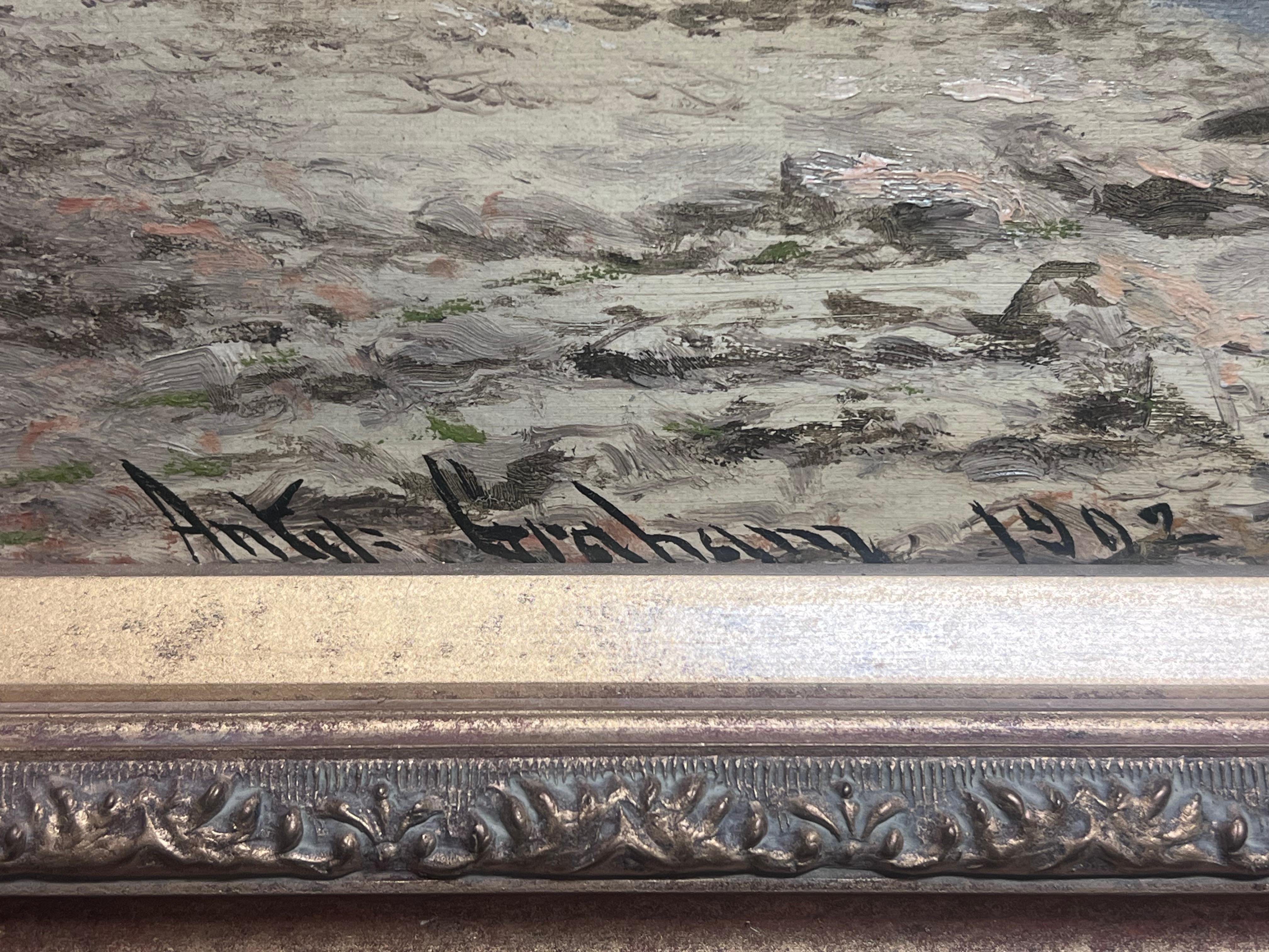 Antique English Signed Oil Painting 1902 Tranquil Derwentwater Lake District For Sale 2