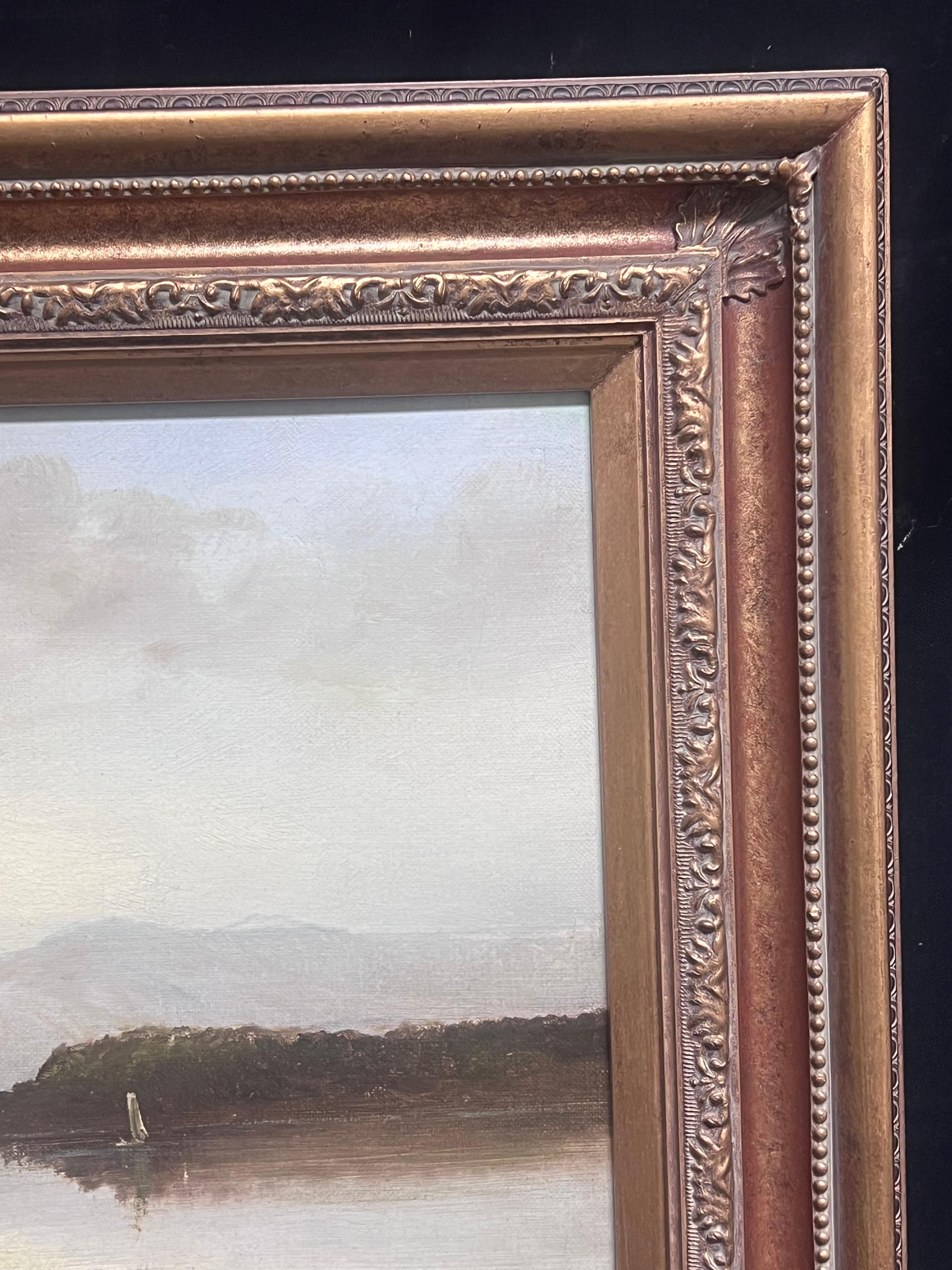 Antique English Signed Oil Painting 1902 Tranquil Derwentwater Lake District For Sale 4