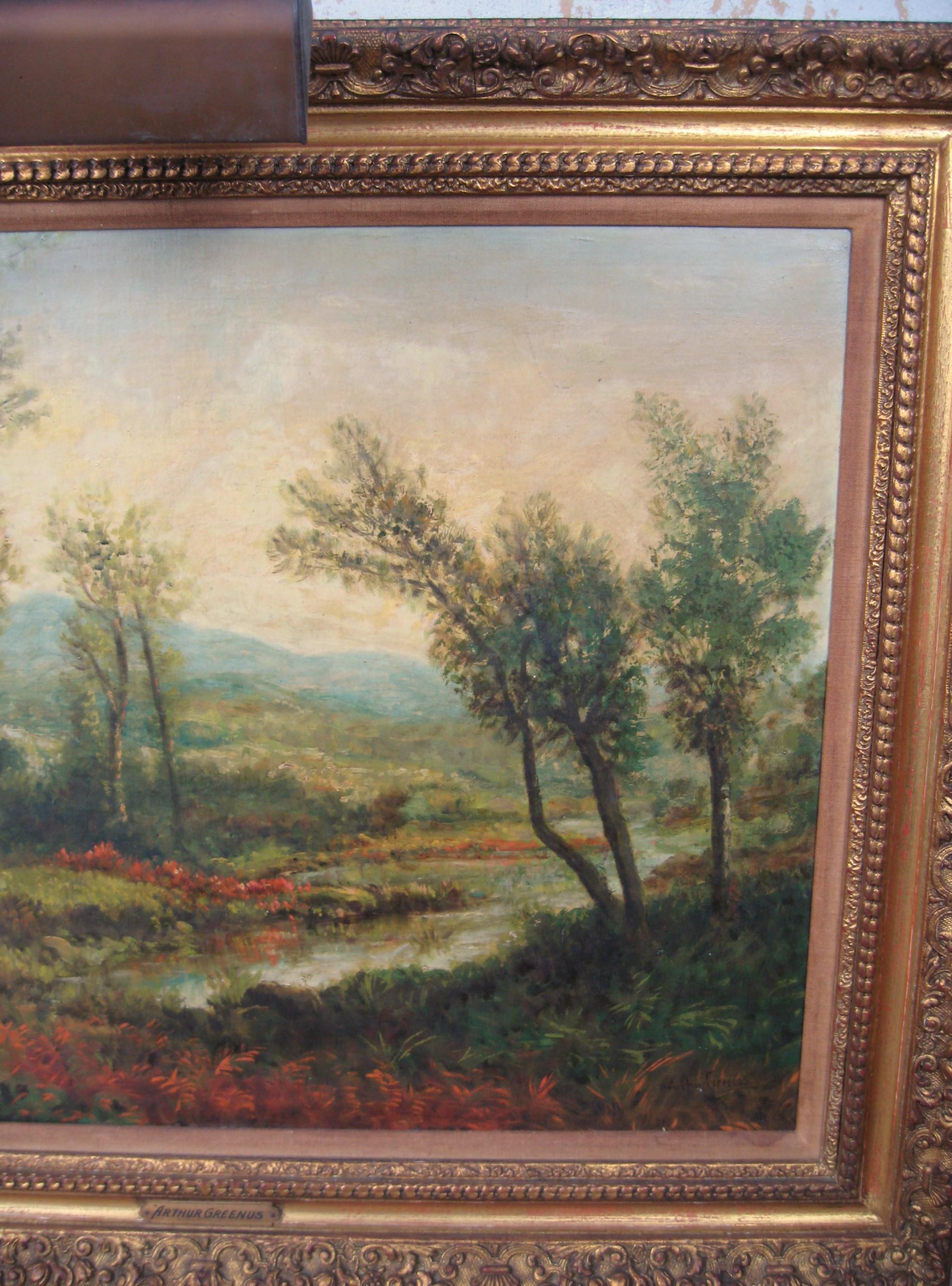 Arthur Greenus Oil on Canvas Painting Surrealism Impressionist In Good Condition For Sale In Wallkill, NY